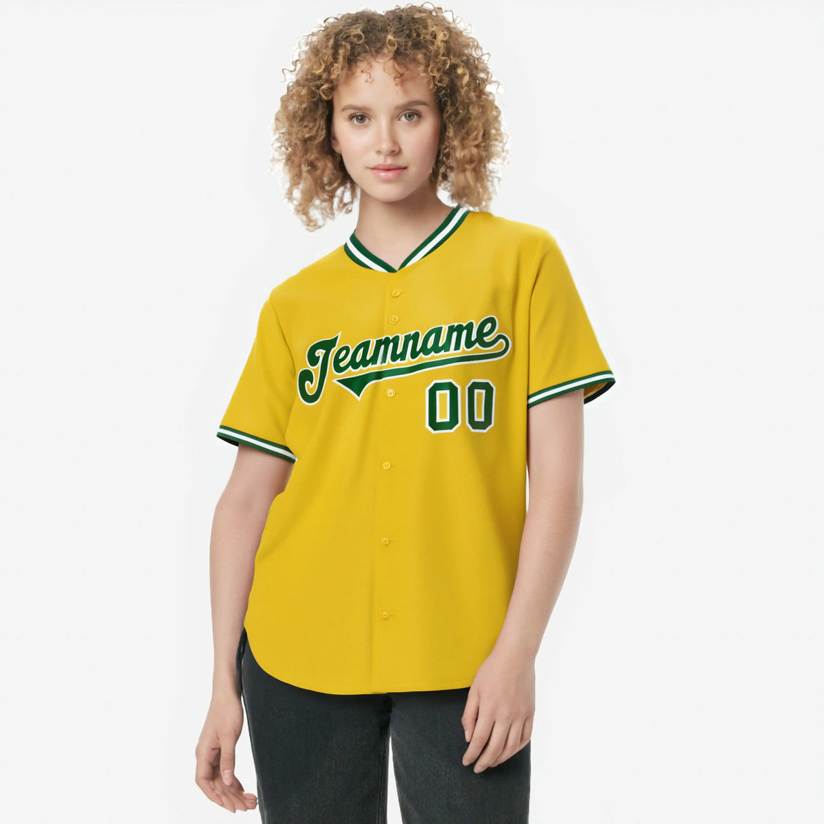 Custom Yellow Kelly Green White Authentic Baseball Jersey