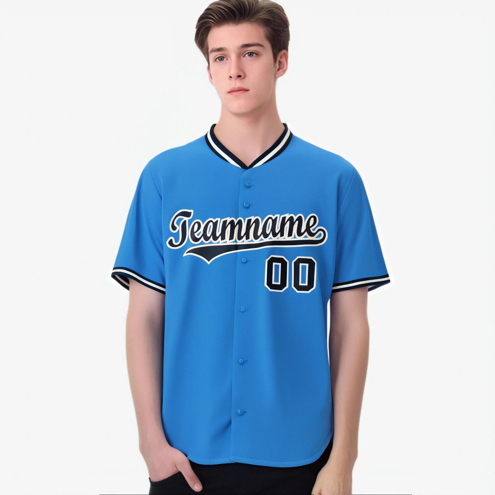 Custom Powder Blue Navy Authentic Baseball Jersey