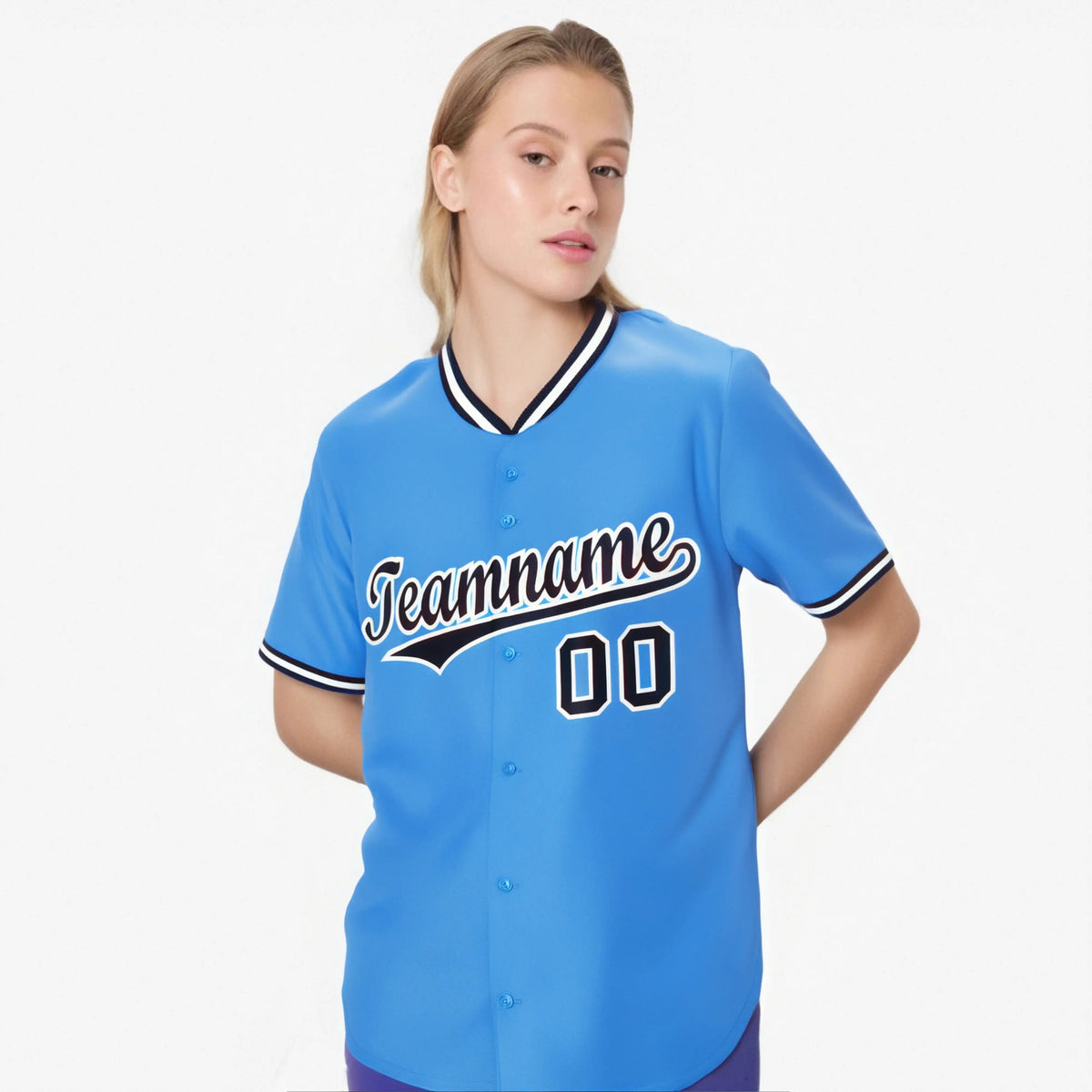 Custom Powder Blue Navy Authentic Baseball Jersey