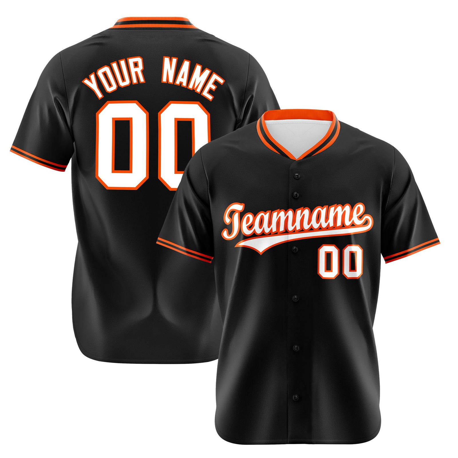 Custom Black Orange White Authentic Baseball Jersey