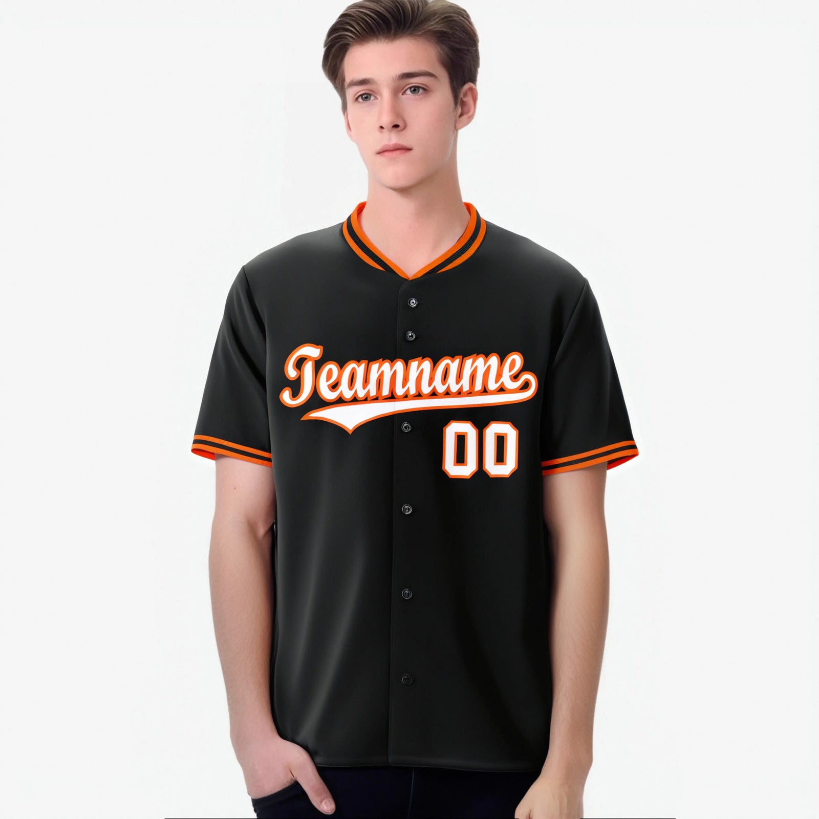 Custom Black Orange White Authentic Baseball Jersey