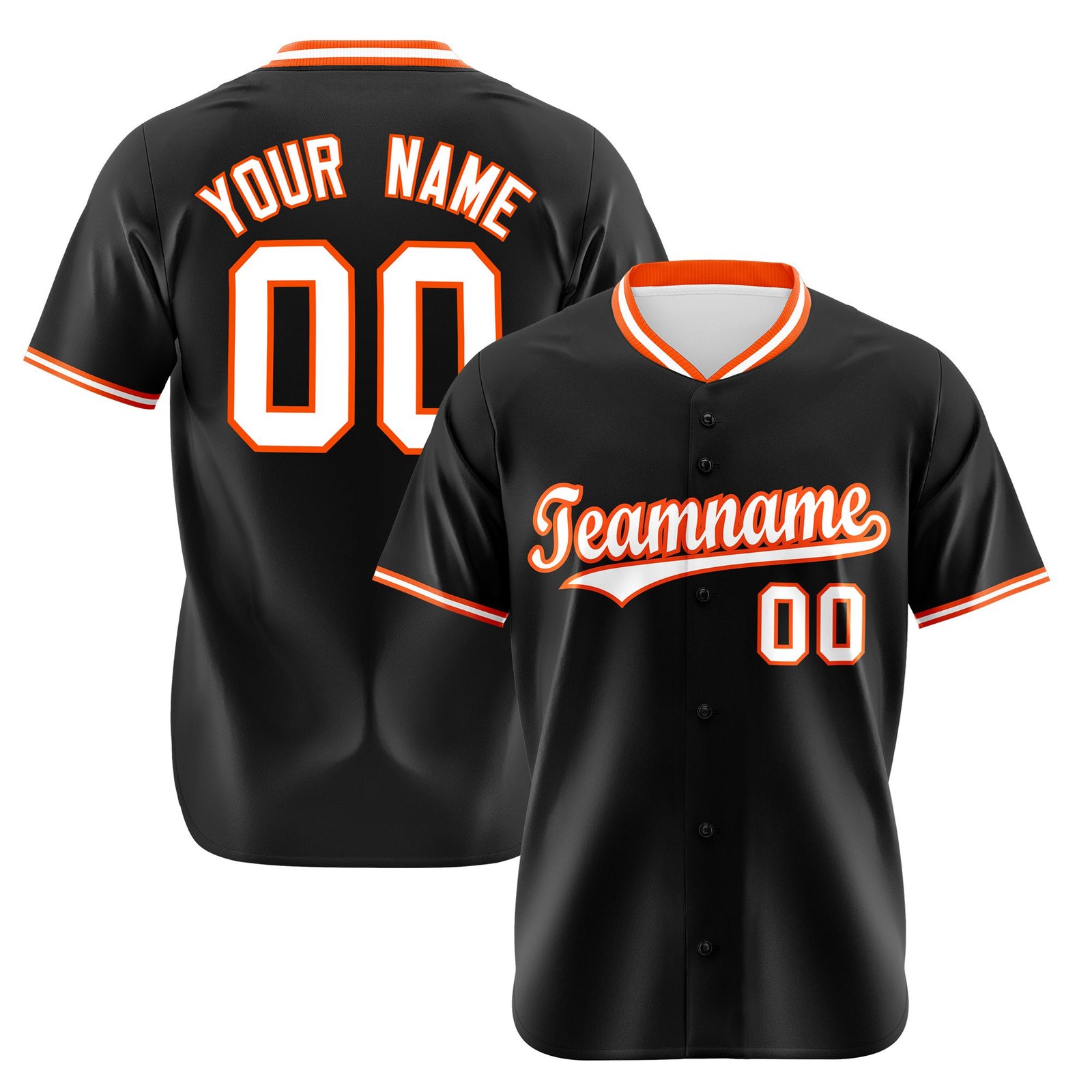 Custom Black Orange White Authentic Baseball Jersey
