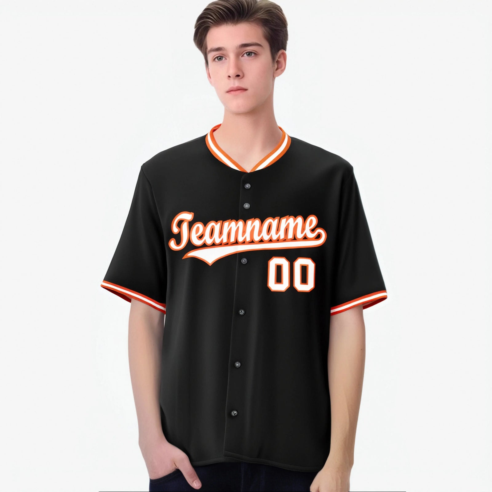 Custom Black Orange White Authentic Baseball Jersey
