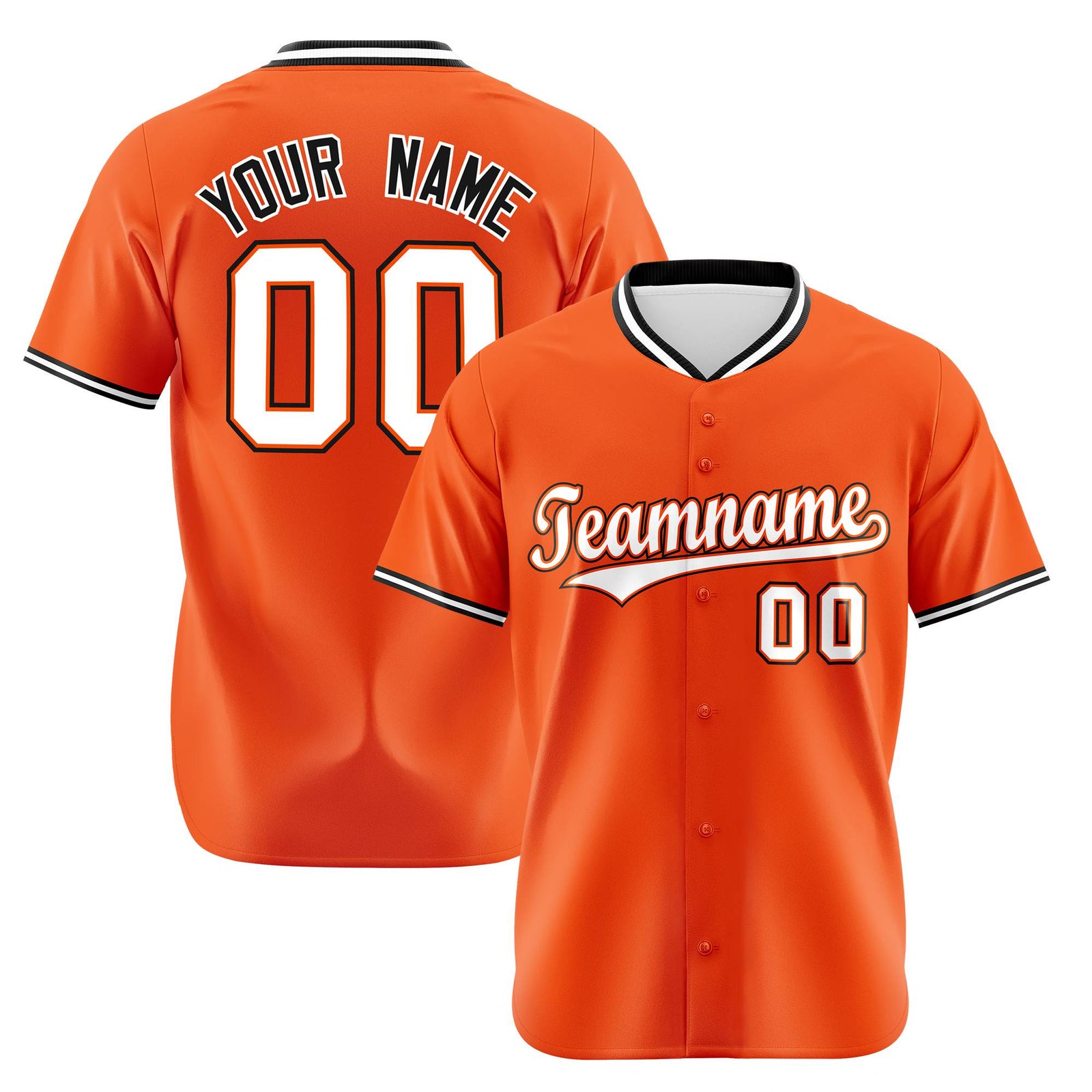Custom Orange Black White Authentic Baseball Jersey