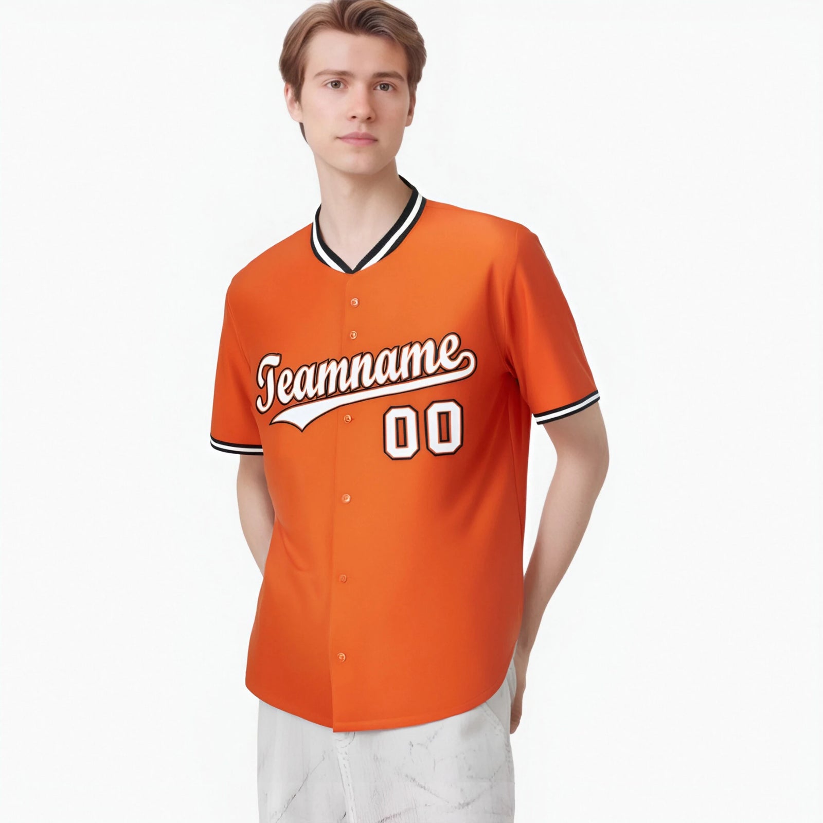 Custom Orange Black White Authentic Baseball Jersey