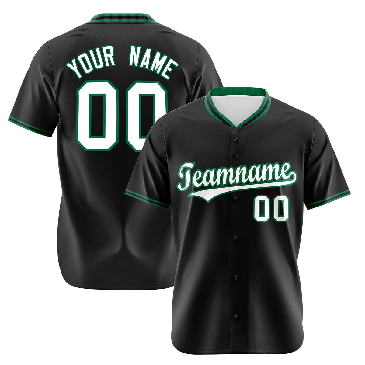 Custom Black Kelly Green White Authentic Baseball Jersey