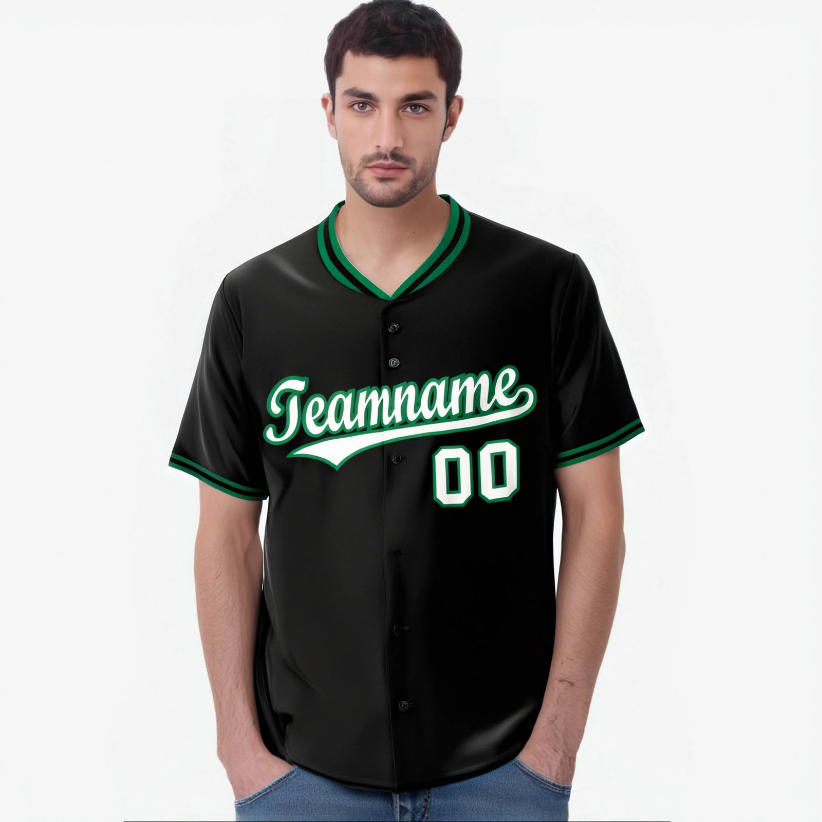 Custom Black Kelly Green White Authentic Baseball Jersey