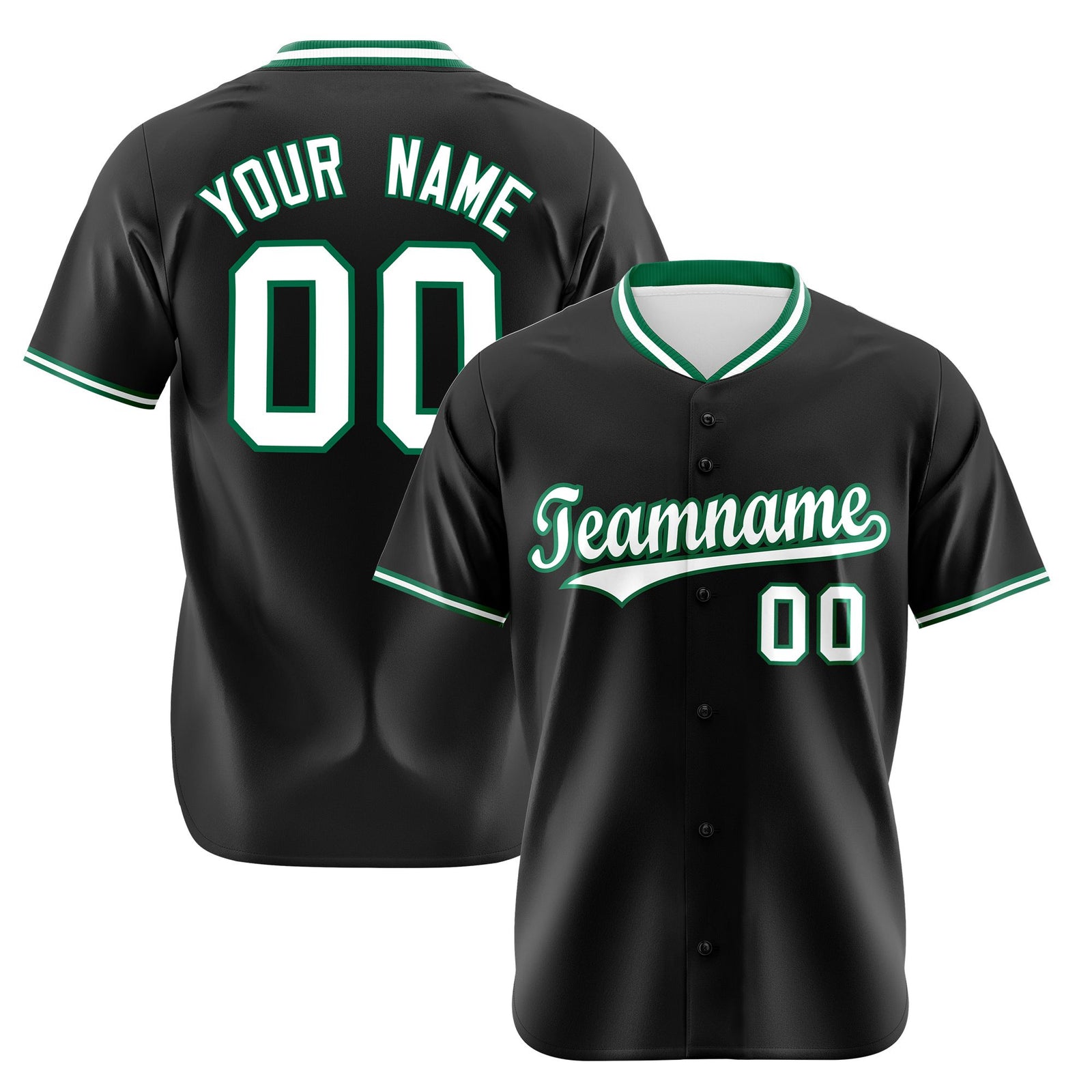 Custom Black Kelly Green White Authentic Baseball Jersey