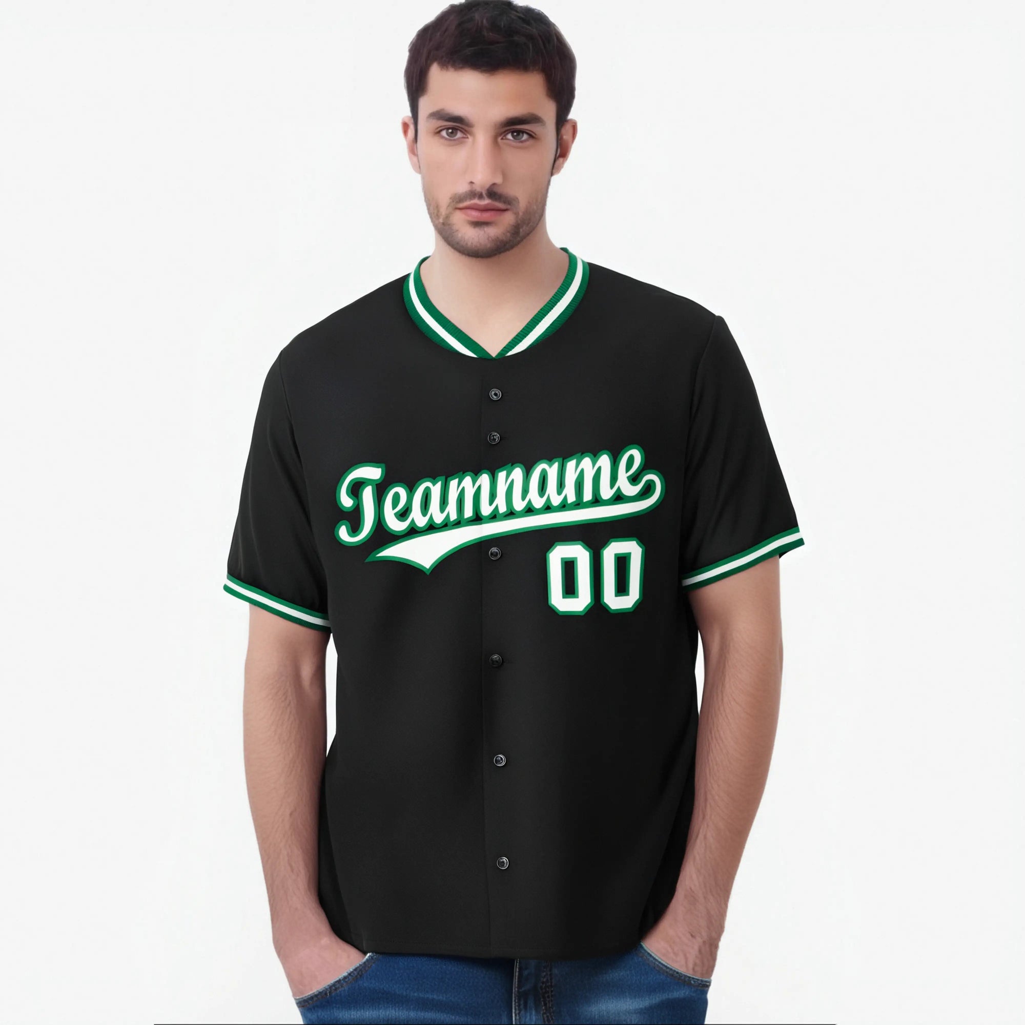 Custom Black Kelly Green White Authentic Baseball Jersey