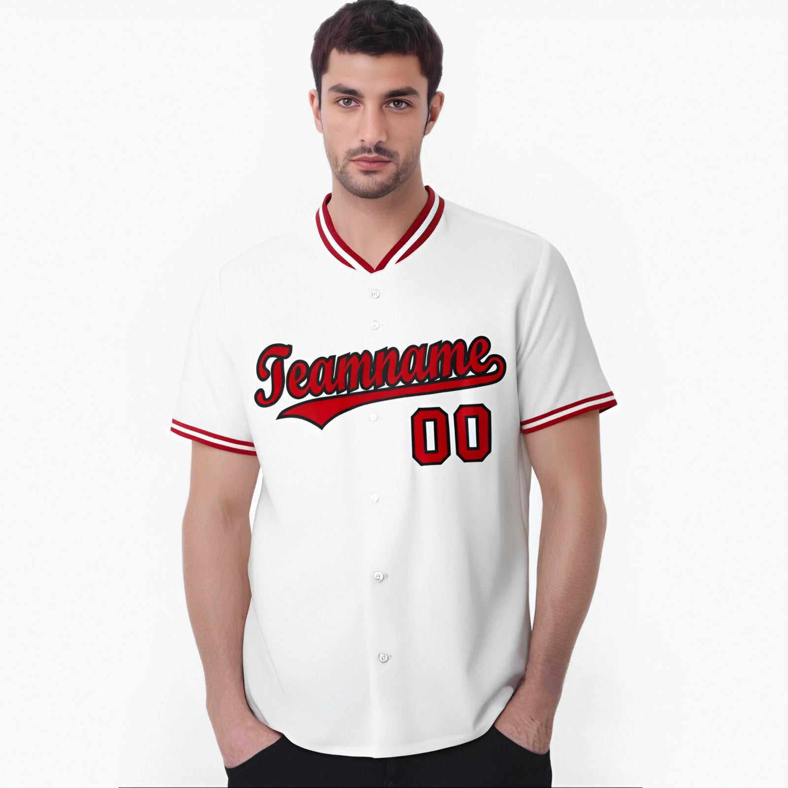 Custom White Red Authentic Baseball Jersey