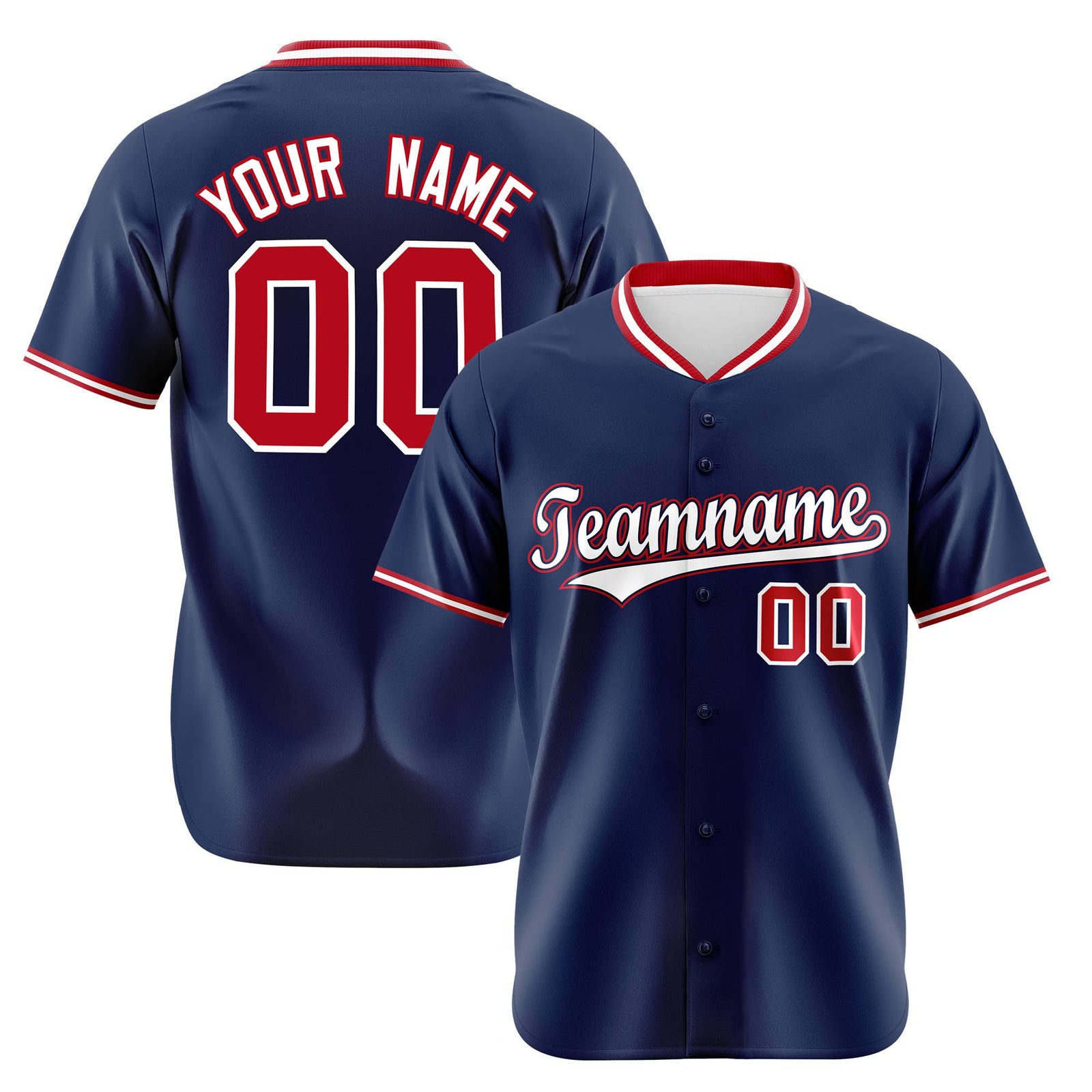 Custom Navy Red White Authentic Baseball Jersey