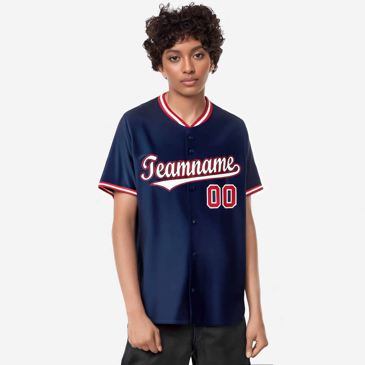 Custom Navy Red White Authentic Baseball Jersey