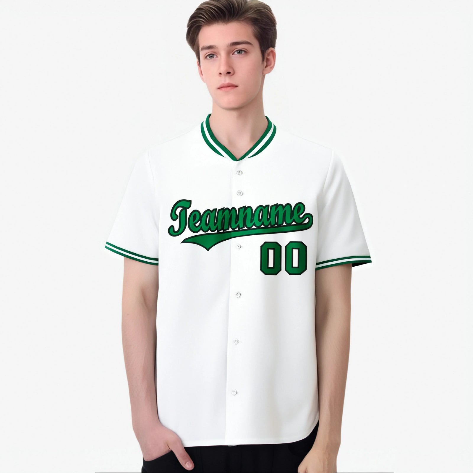 Custom White Kelly Green Black Authentic Baseball Jersey