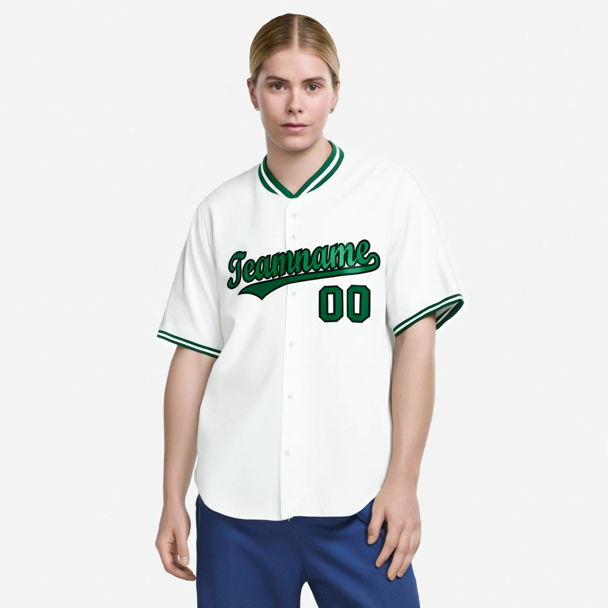 Custom White Kelly Green Black Authentic Baseball Jersey