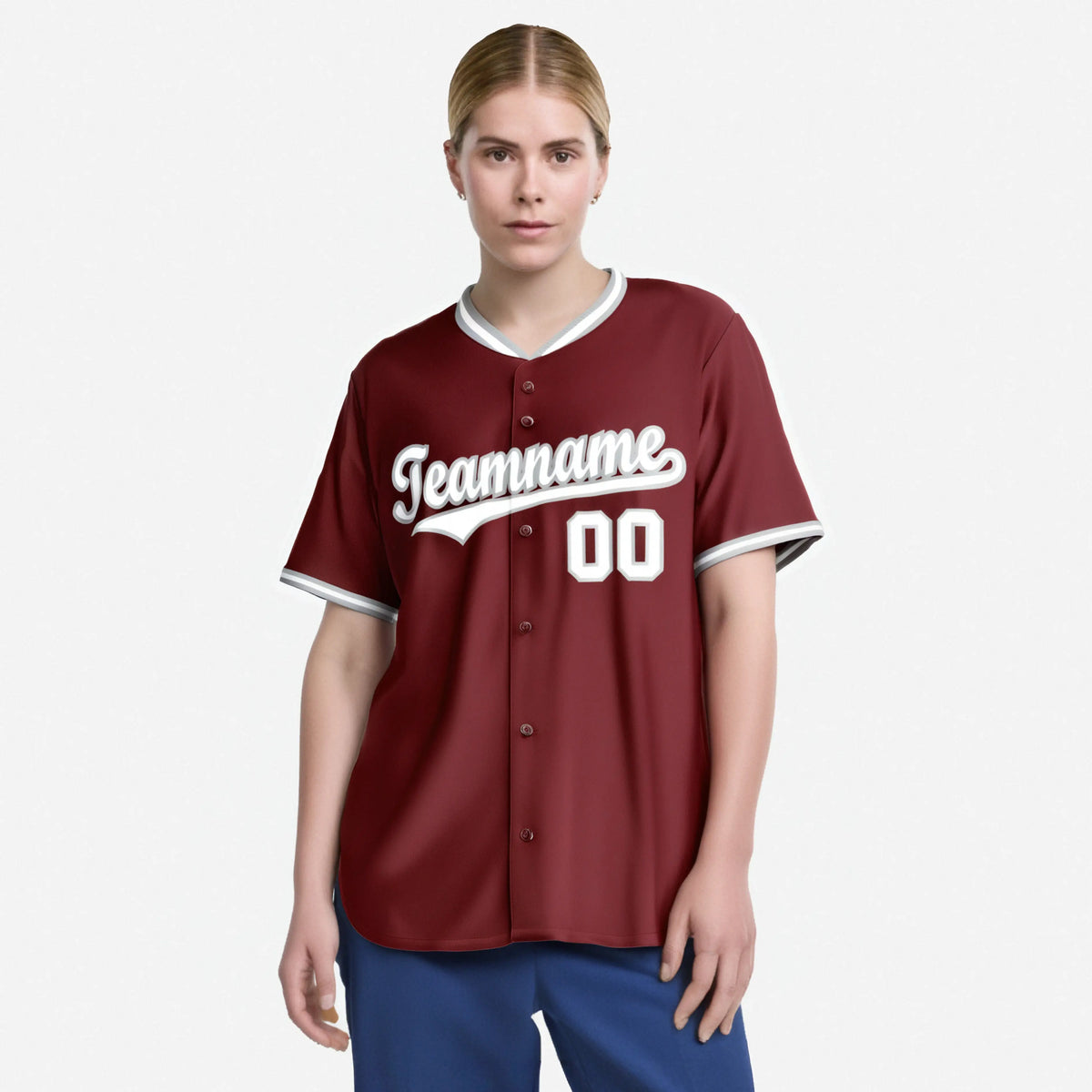 Custom Crimson Gray White Authentic Baseball Jersey