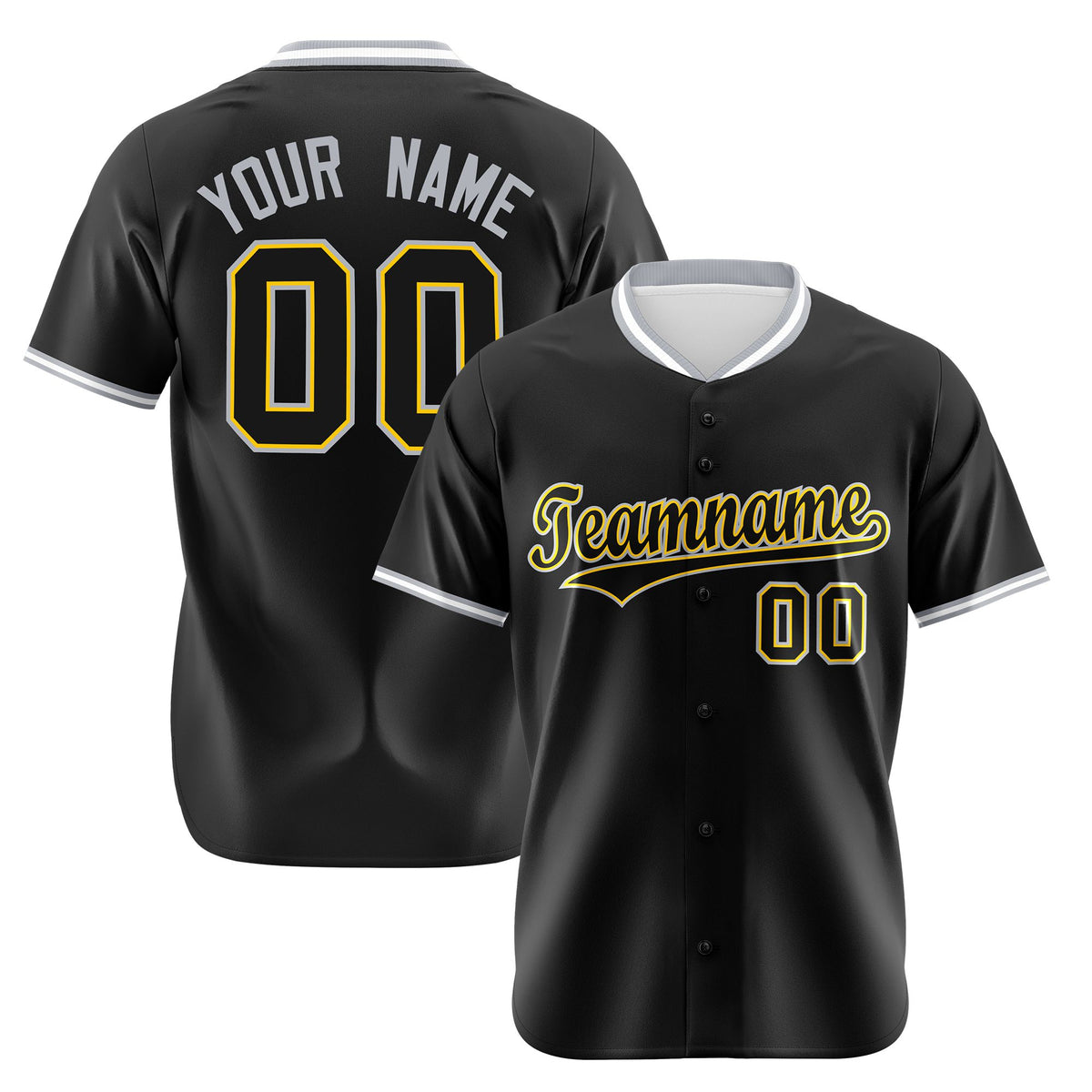 Custom Black Gold White Authentic Baseball Jersey