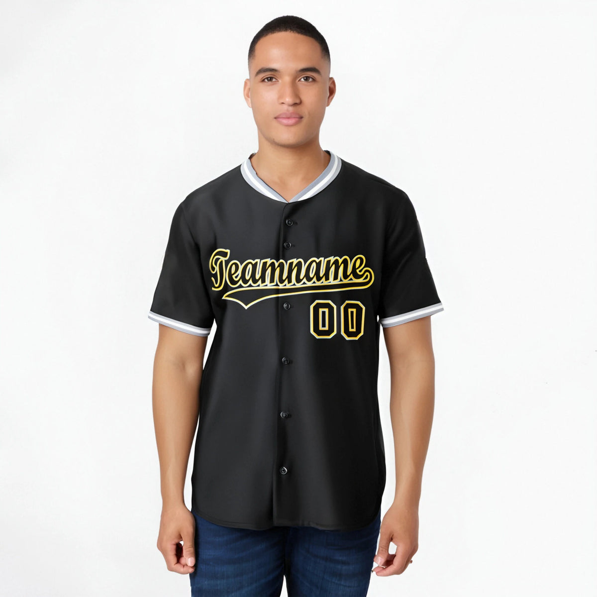 Custom Black Gold White Authentic Baseball Jersey
