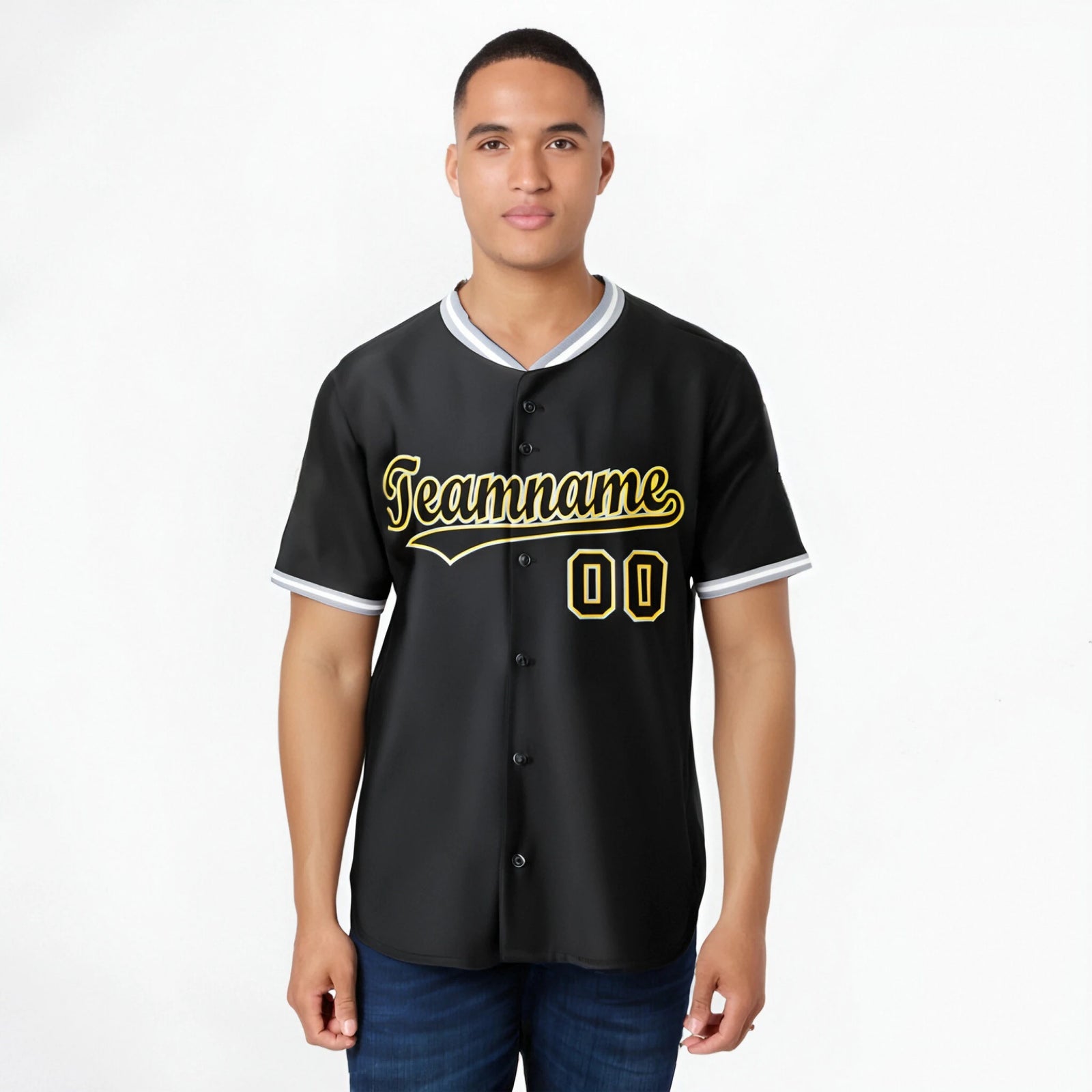 Custom Black Gold White Authentic Baseball Jersey