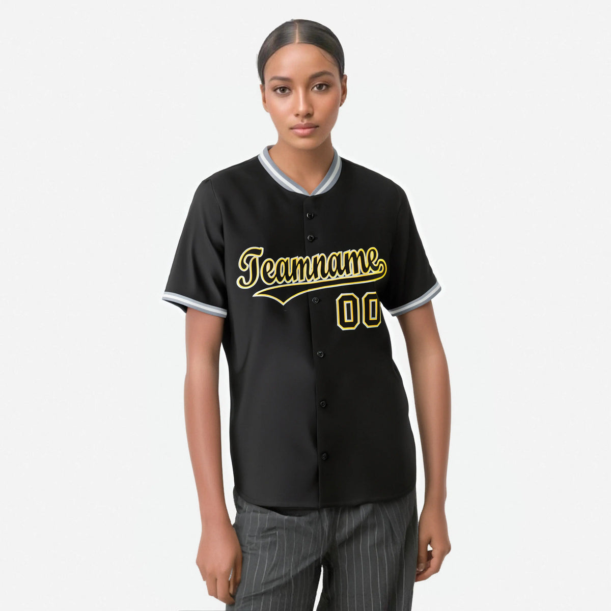 Custom Black Gold White Authentic Baseball Jersey