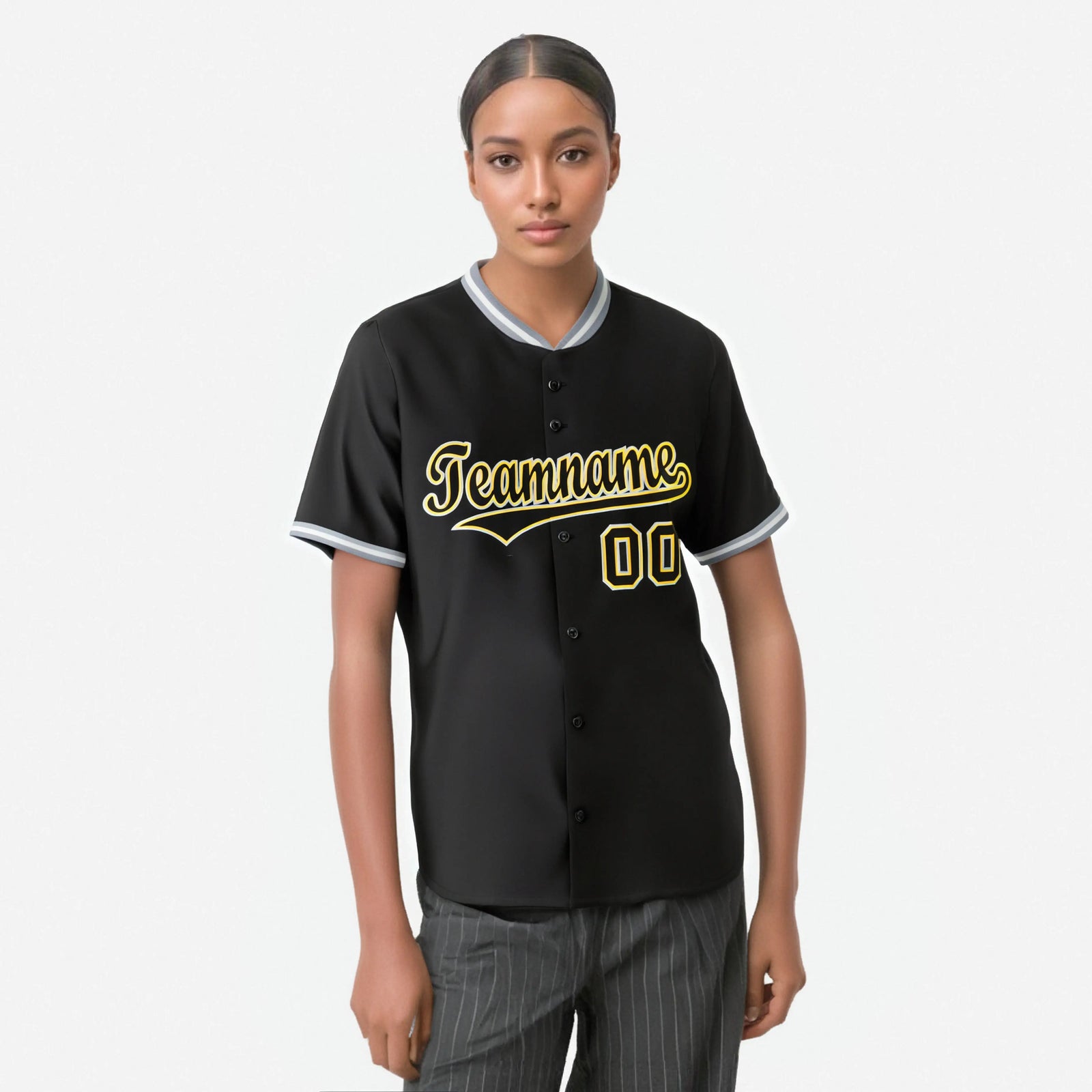 Custom Black Gold White Authentic Baseball Jersey