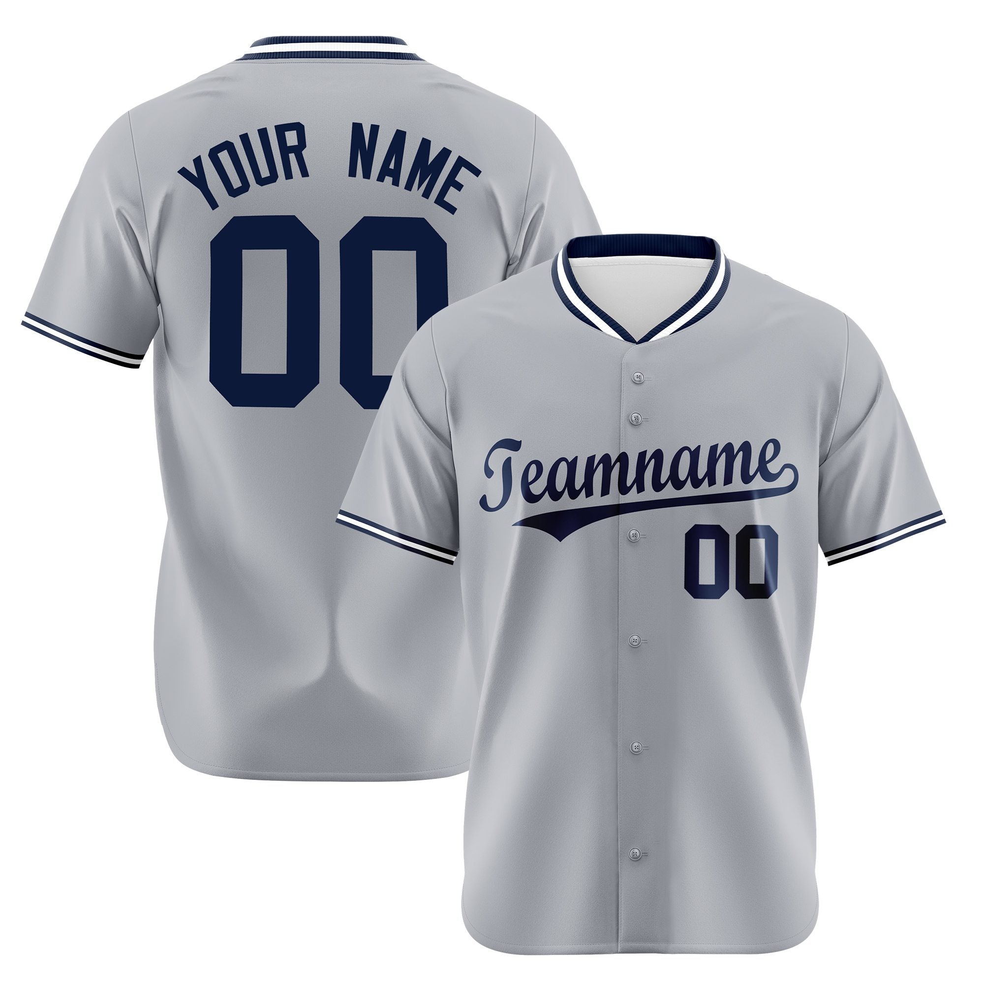 Custom Gray Navy White Authentic Baseball Jersey