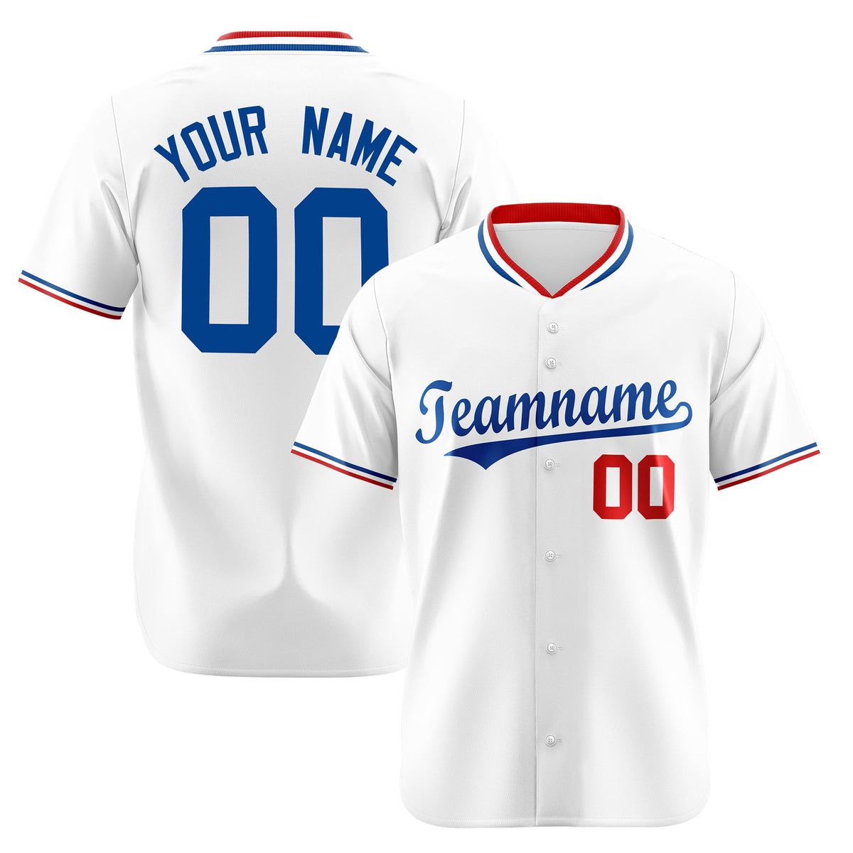 Custom White Red Blue Authentic Baseball Jersey