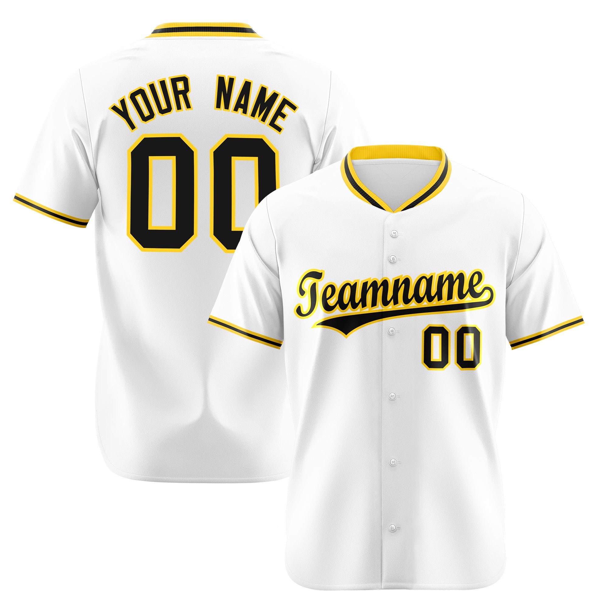 Custom White Yellow Black Authentic Baseball Jersey