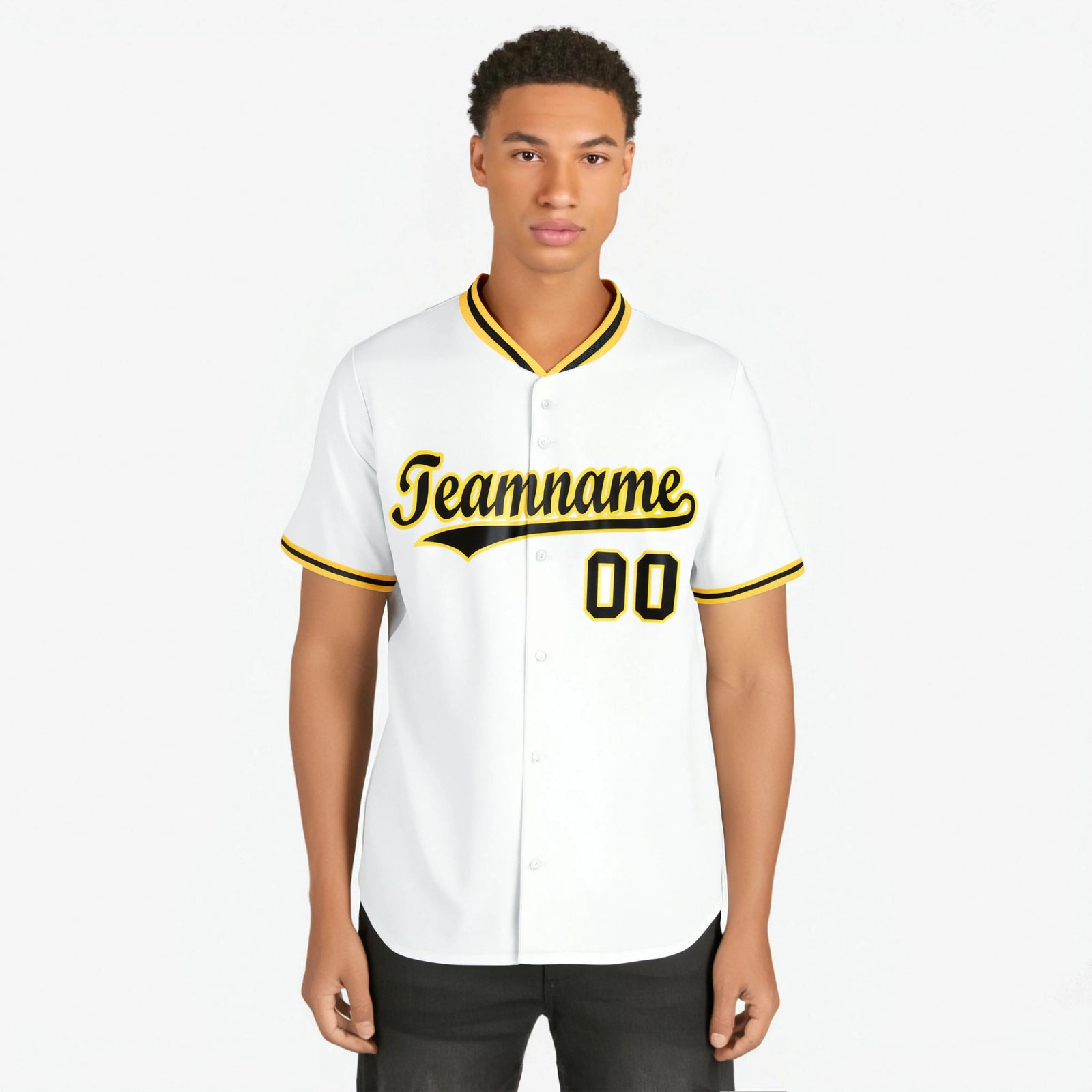 Custom White Yellow Black Authentic Baseball Jersey