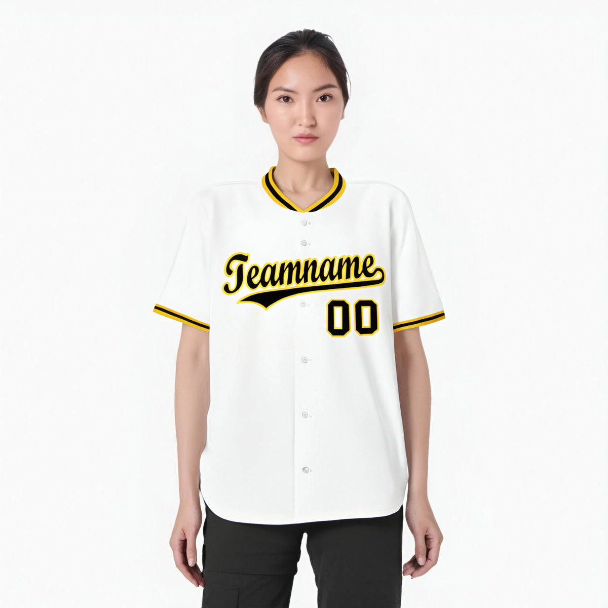 Custom White Yellow Black Authentic Baseball Jersey