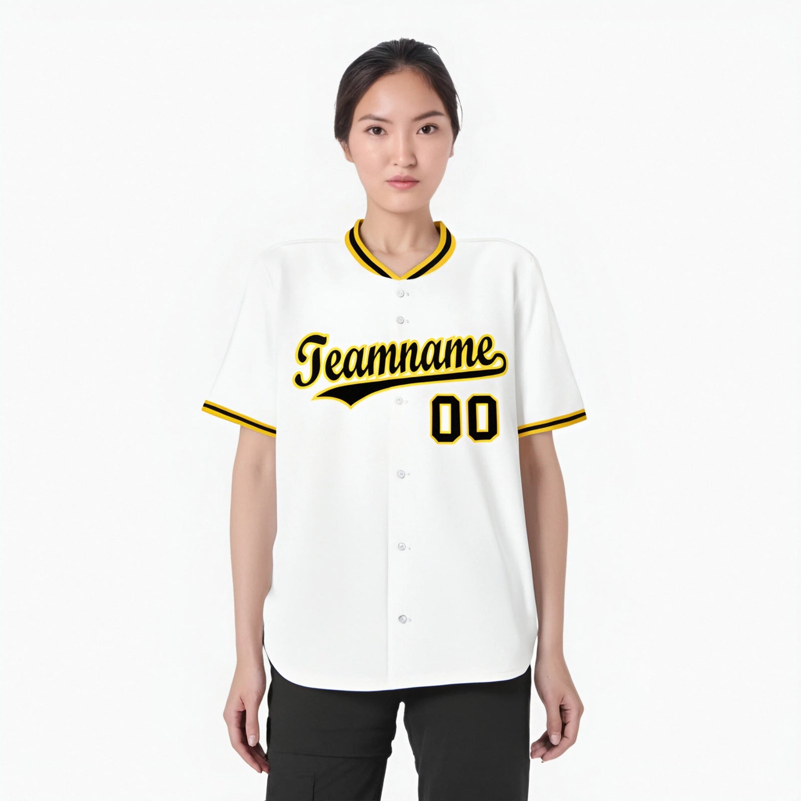 Custom White Yellow Black Authentic Baseball Jersey