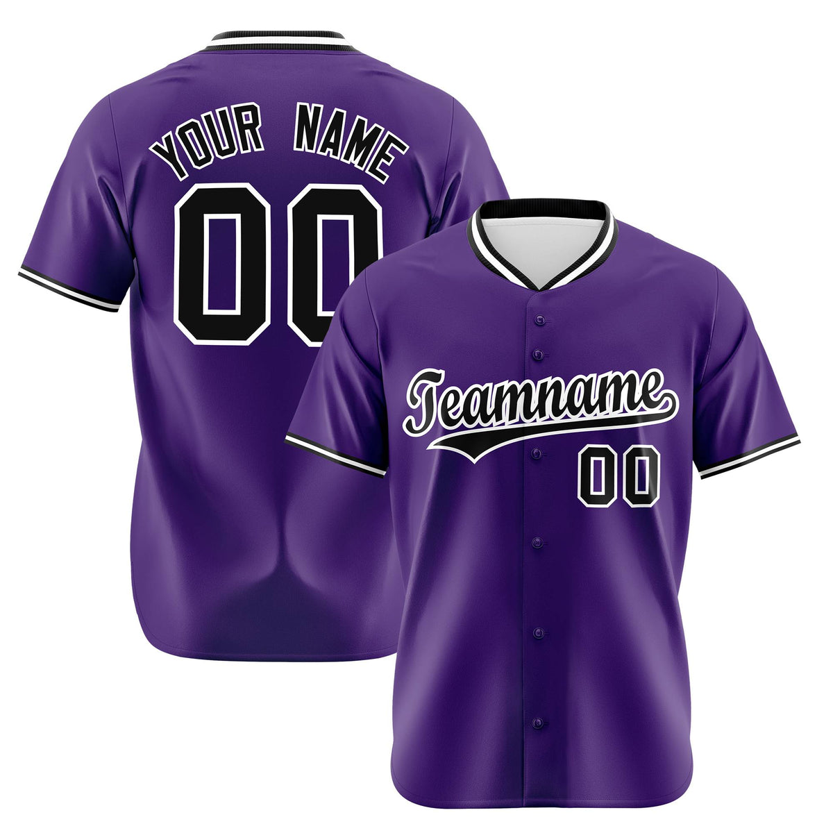 Custom Purple Black White Authentic Baseball Jersey