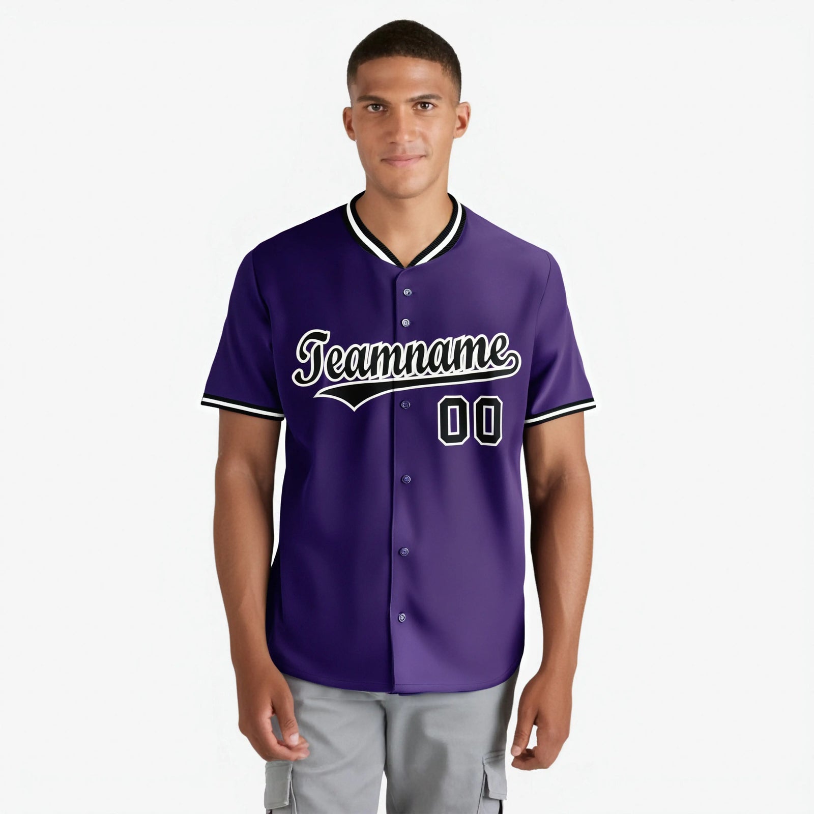 Custom Purple Black White Authentic Baseball Jersey