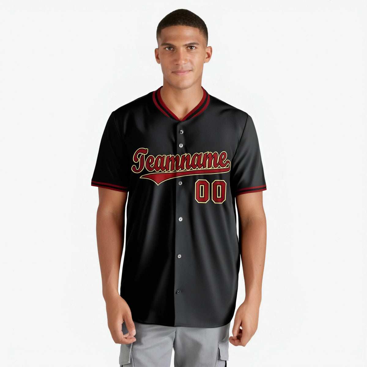 Custom Black Crimson Old Gold Authentic Baseball Jersey