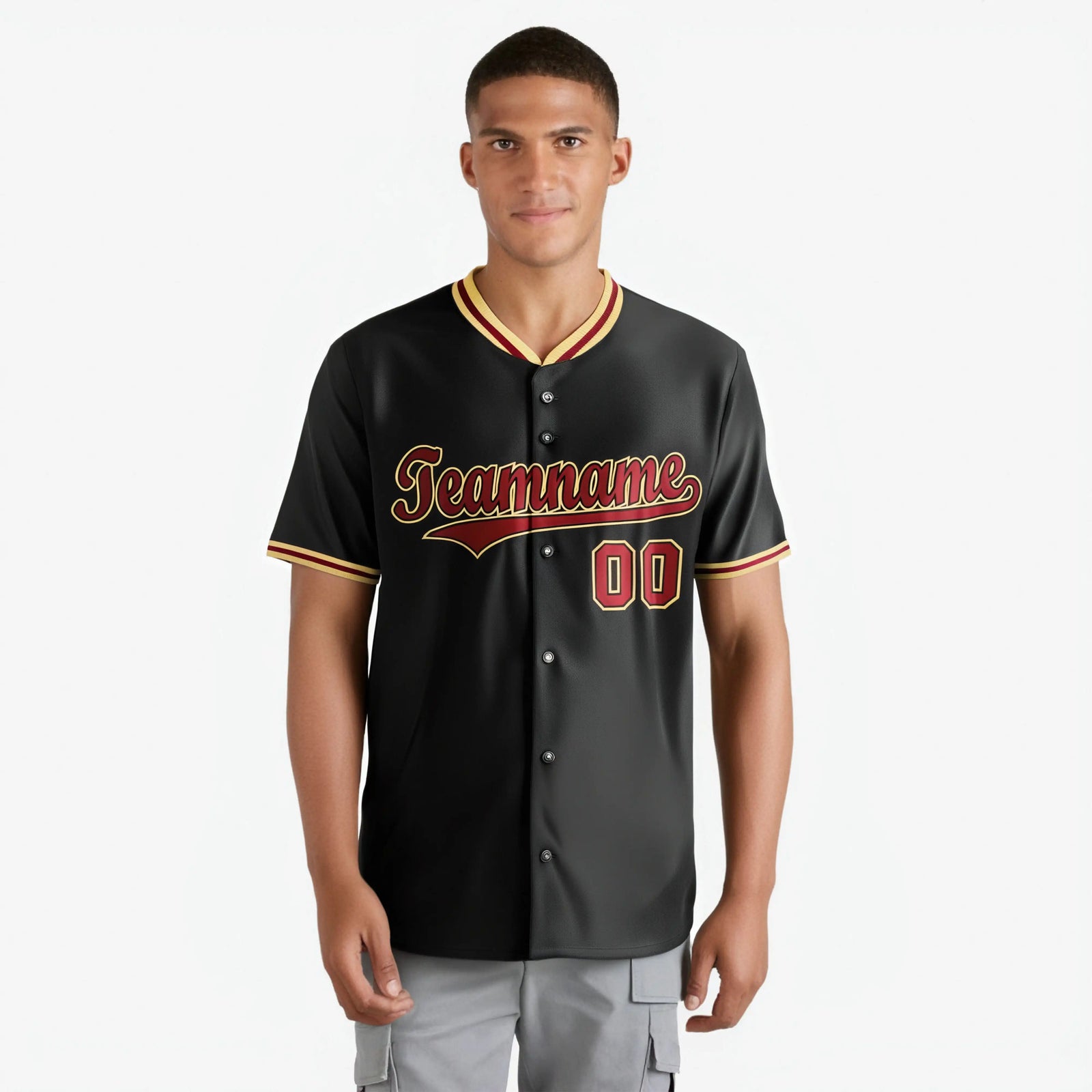 Custom Black Khaki Crimson Authentic Baseball Jersey