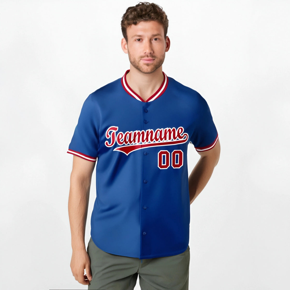 Custom Royal Blue Red White Authentic Baseball Jersey