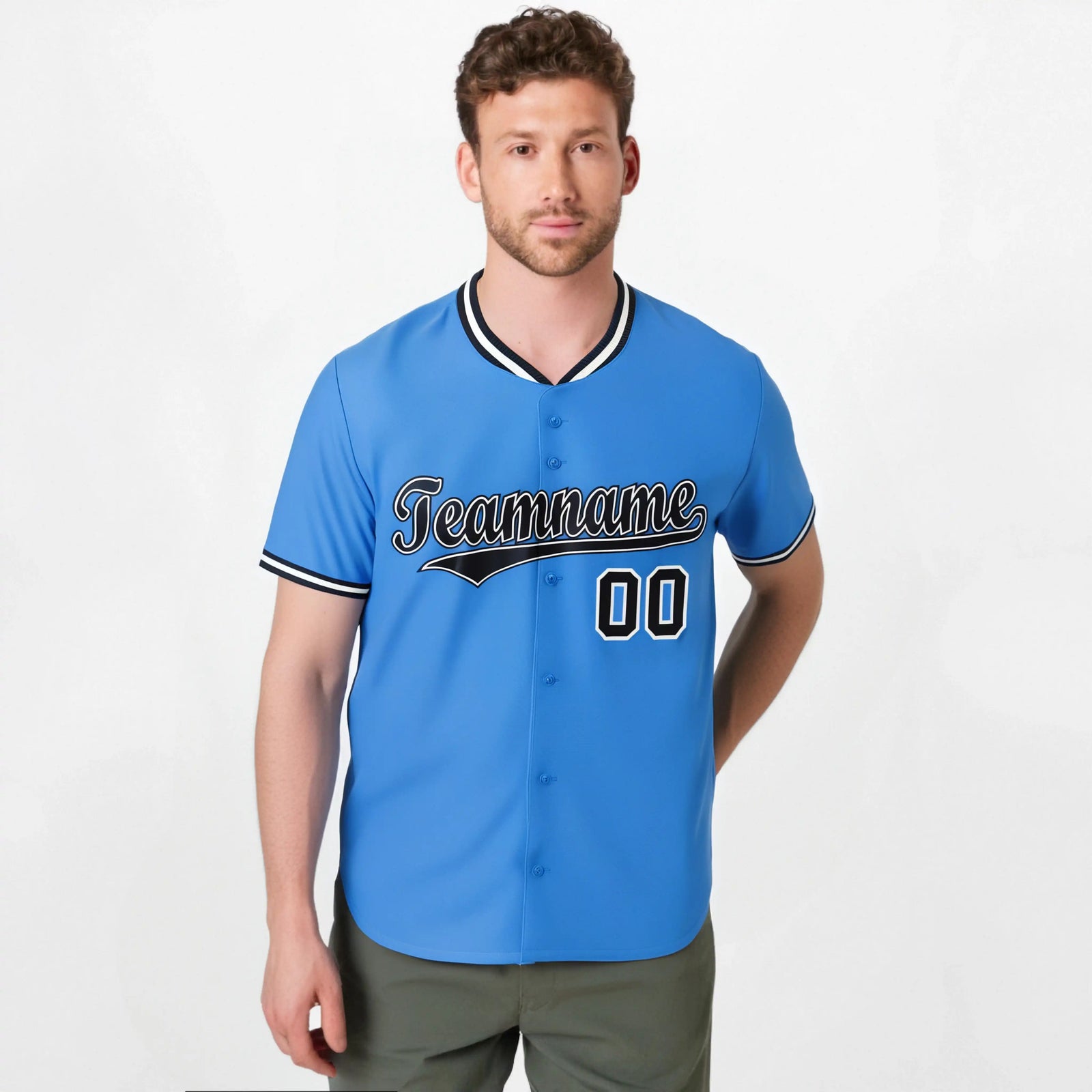 Custom Powder Blue Navy White Authentic Baseball Jersey