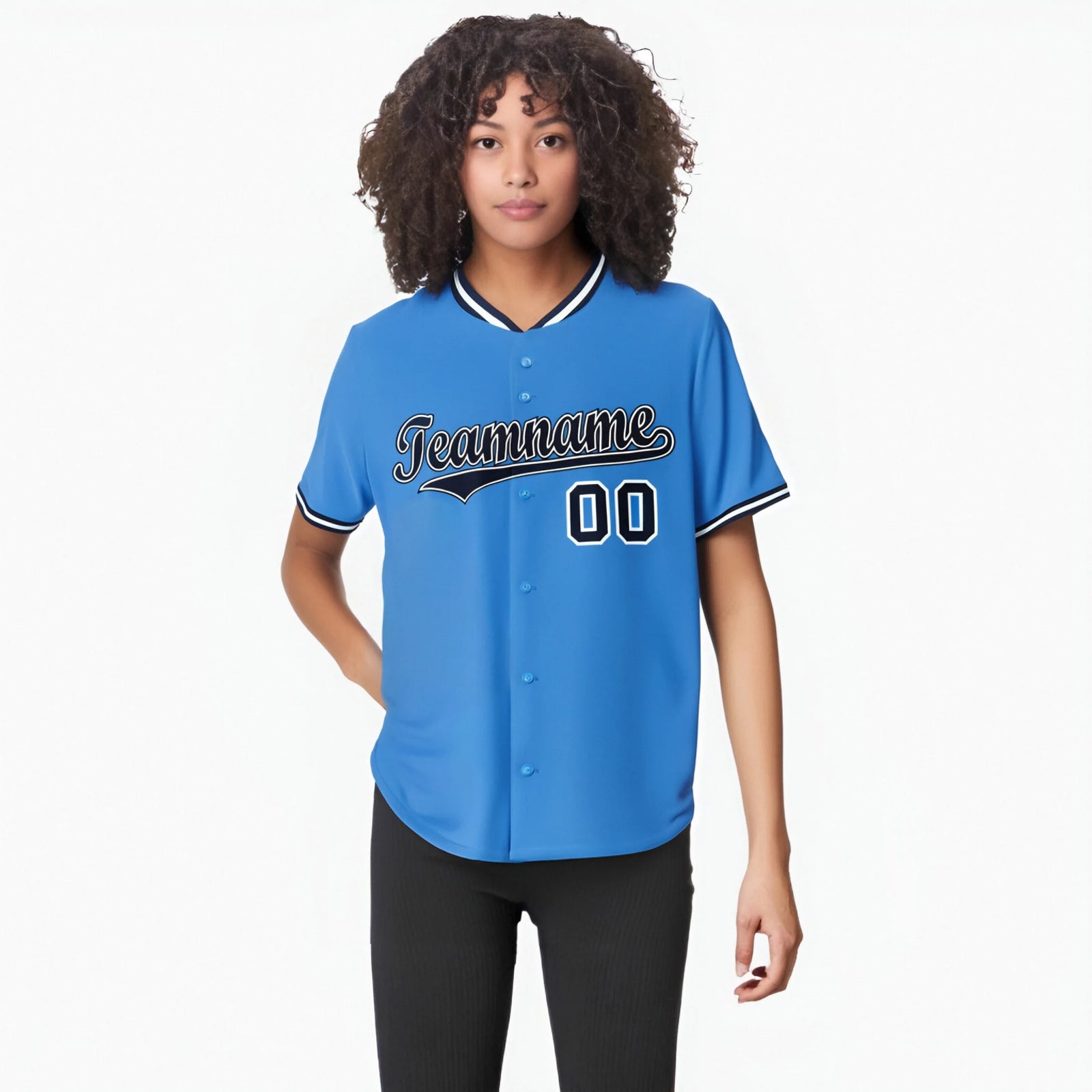 Custom Powder Blue Navy White Authentic Baseball Jersey