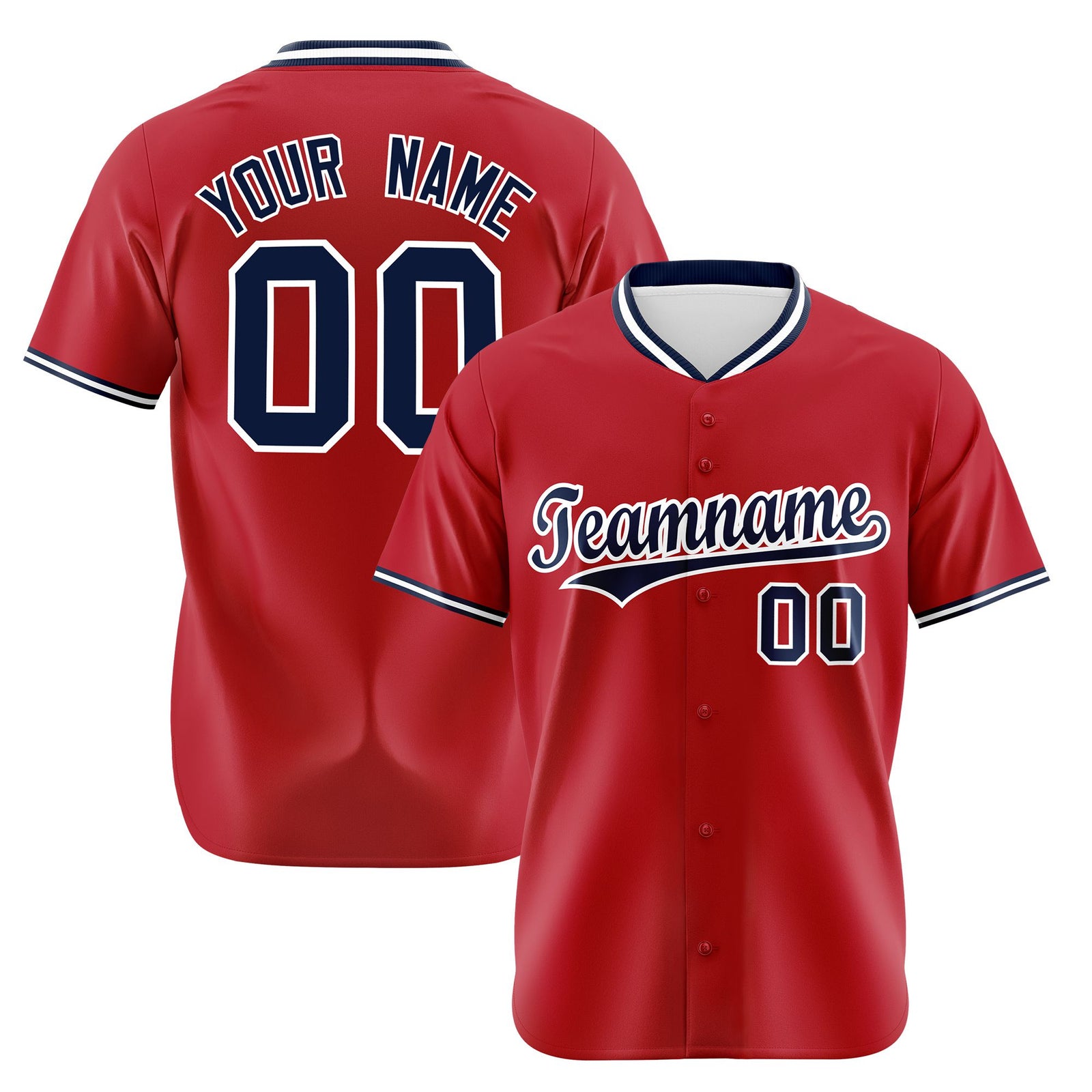 Custom Red Navy White Authentic Baseball Jersey