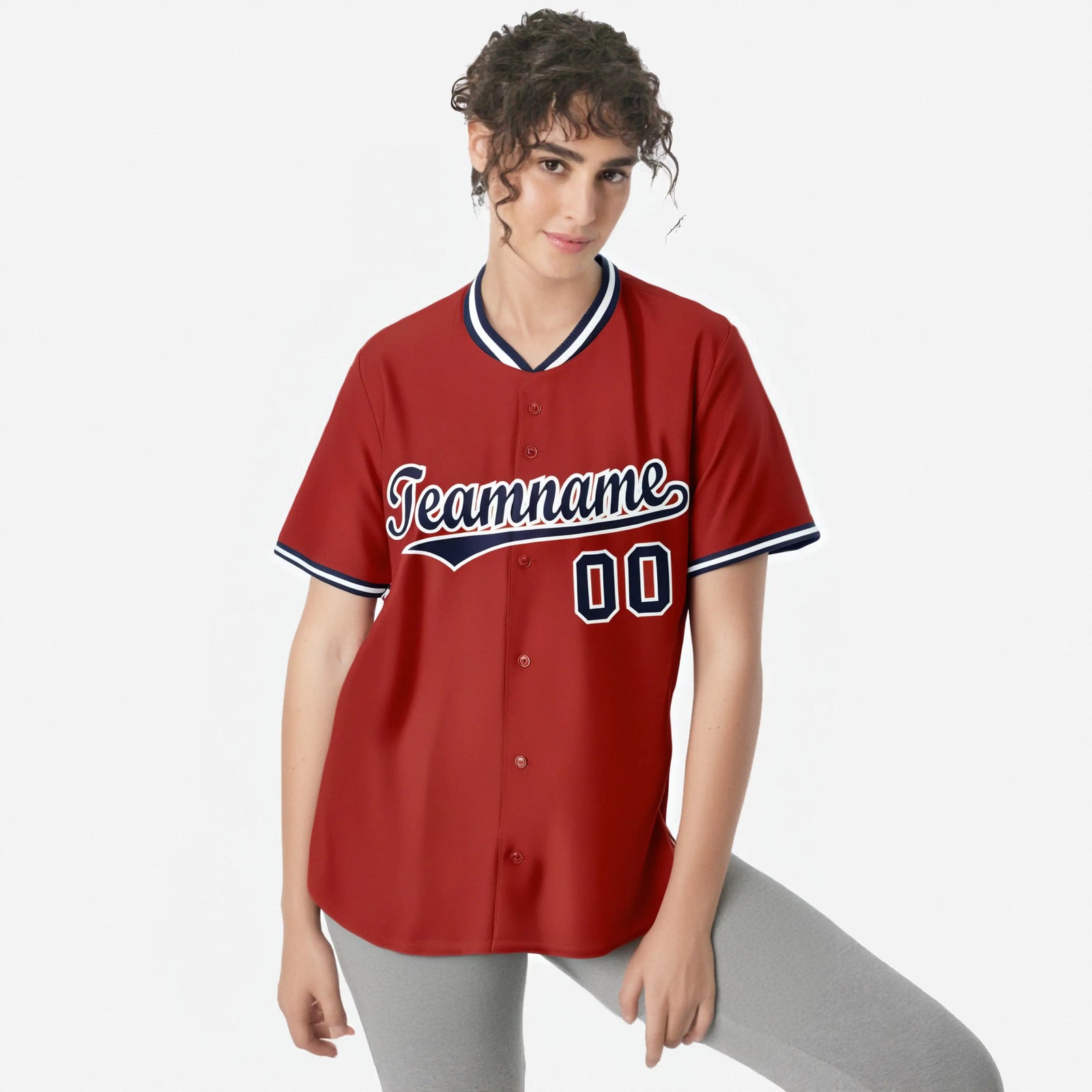 Custom Red Navy White Authentic Baseball Jersey