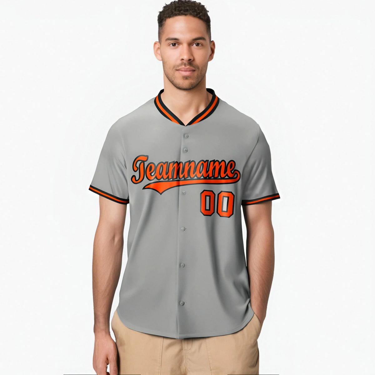 Custom Gray Orange Black Authentic Baseball Jersey