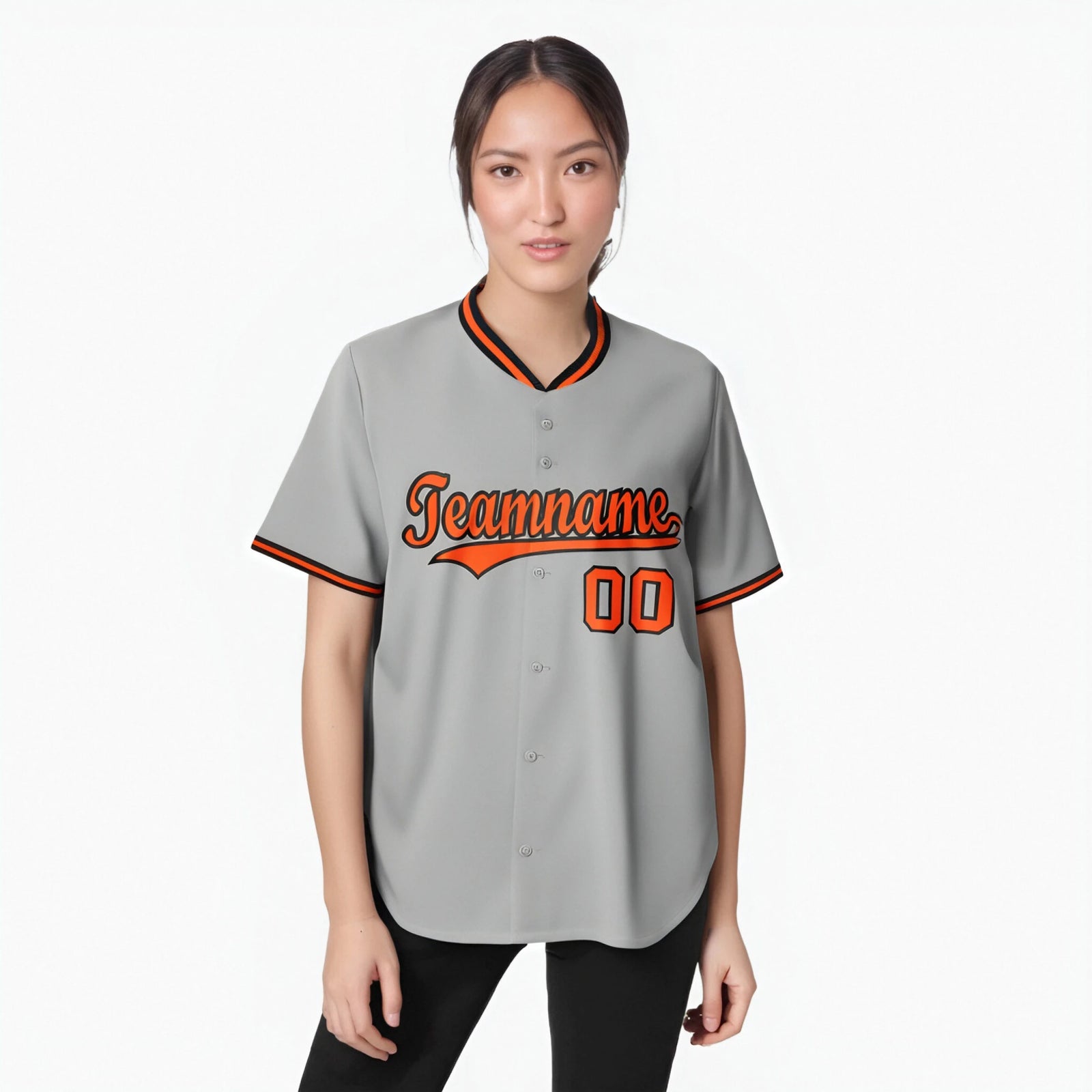 Custom Gray Orange Black Authentic Baseball Jersey