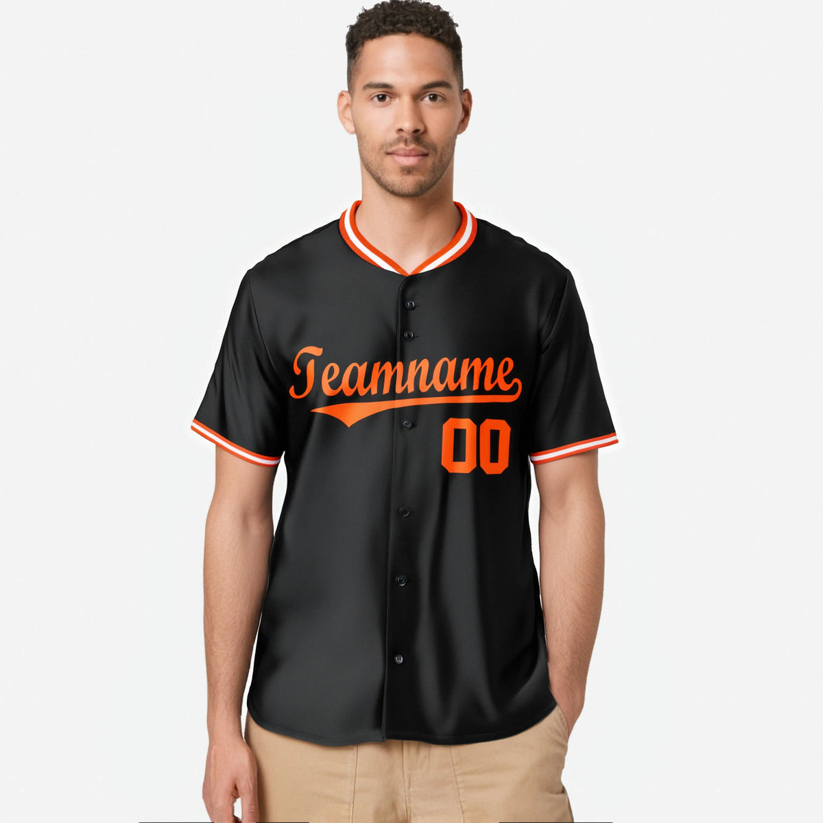 Custom Black Orange White Authentic Baseball Jersey
