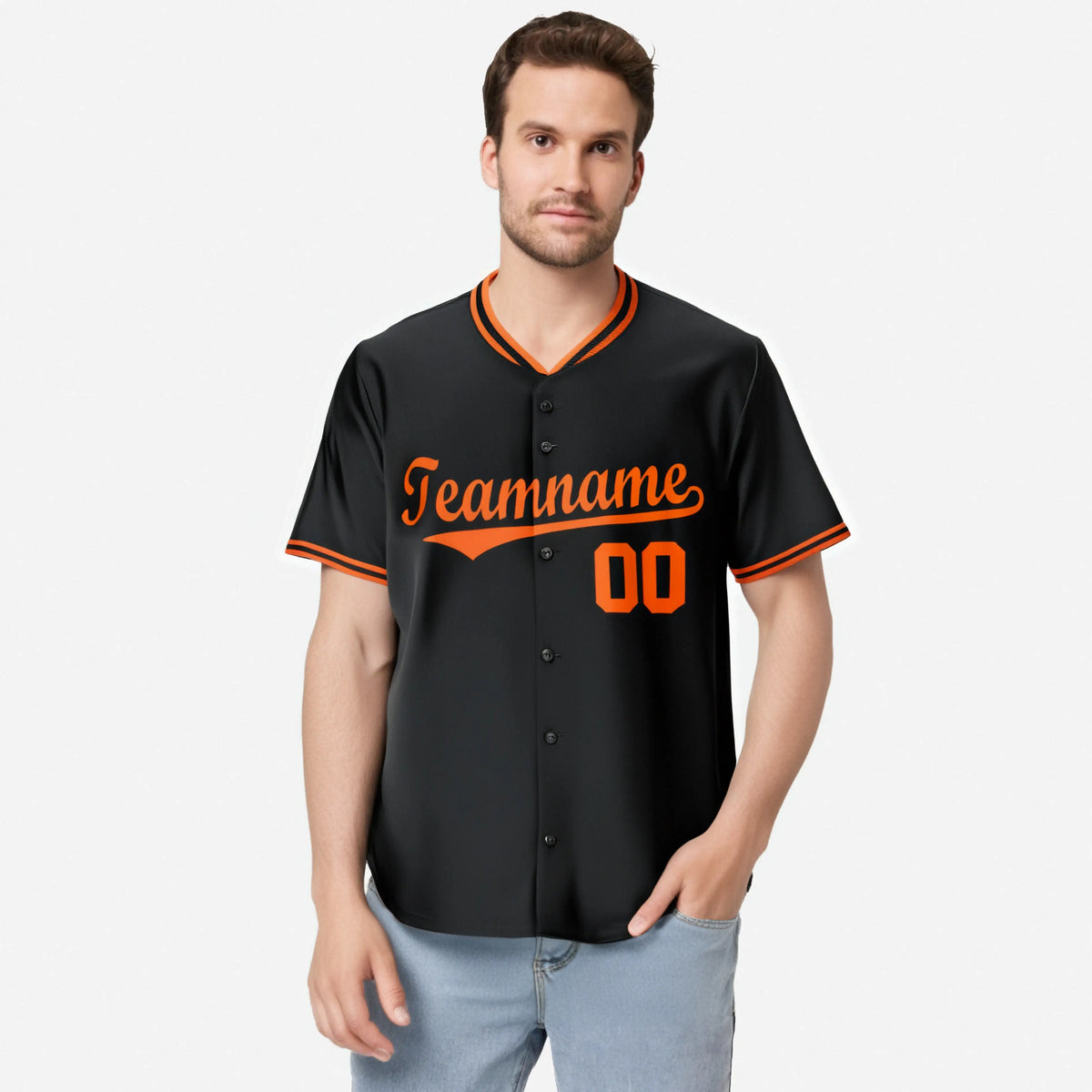 Custom Black Orange White Authentic Baseball Jersey
