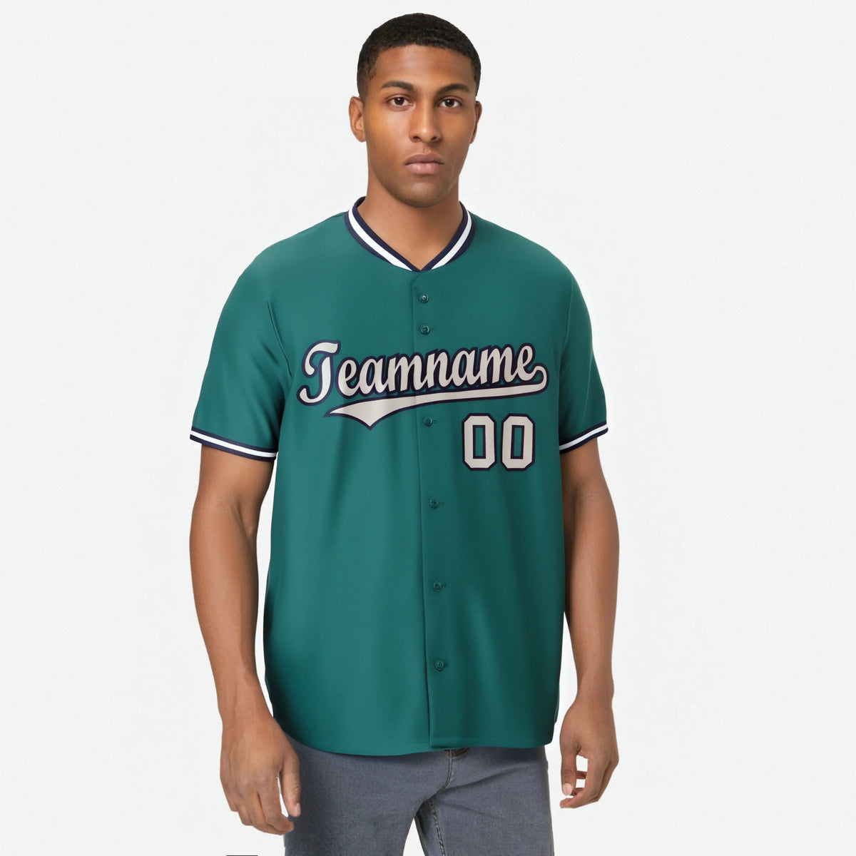 Custom Aqua Navy Gray Authentic Baseball Jersey