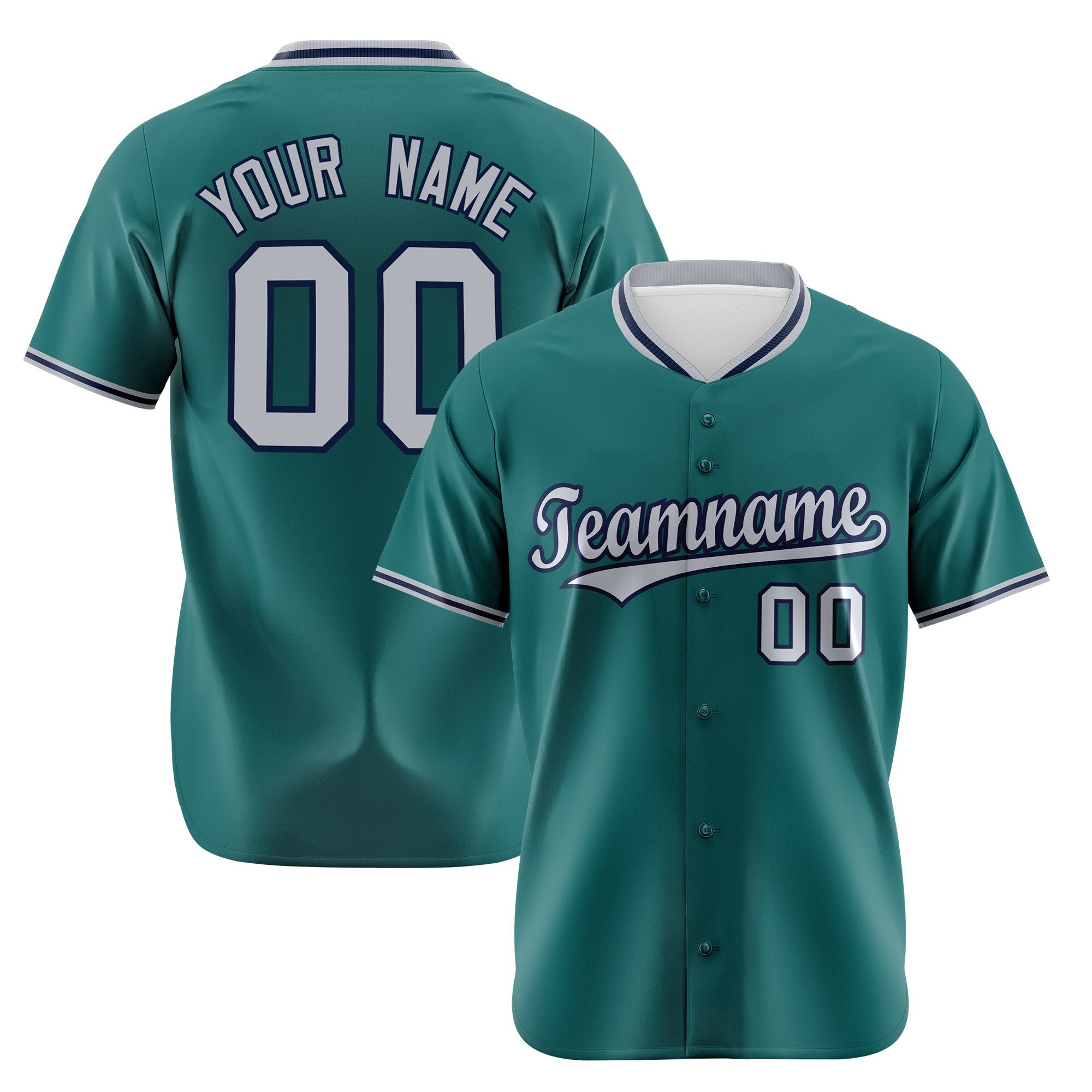 Custom Kelly-Green Gray-Navy Authentic Baseball Jersey