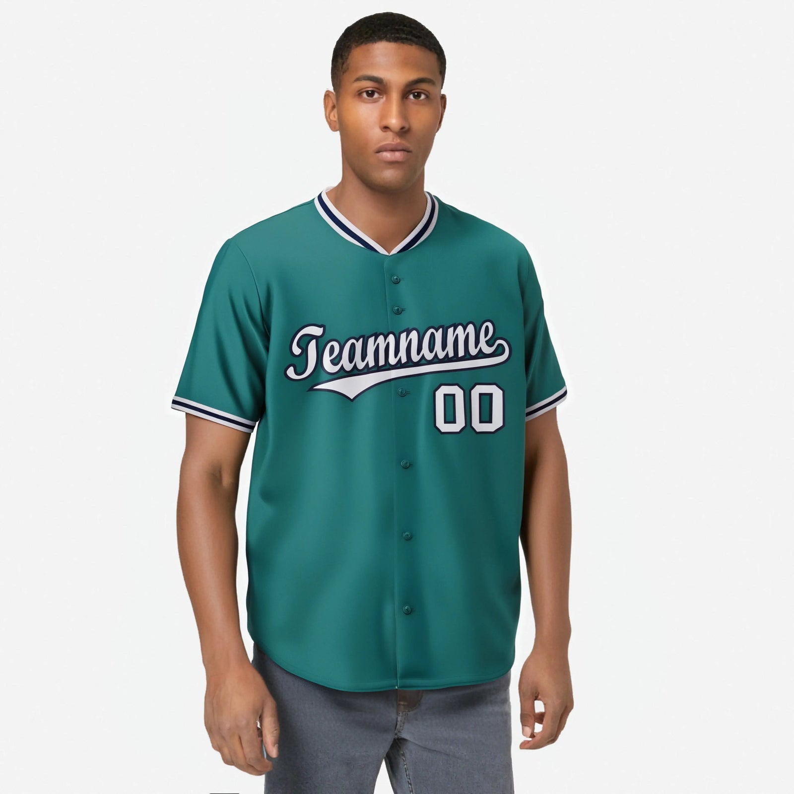 Custom Kelly-Green Gray-Navy Authentic Baseball Jersey