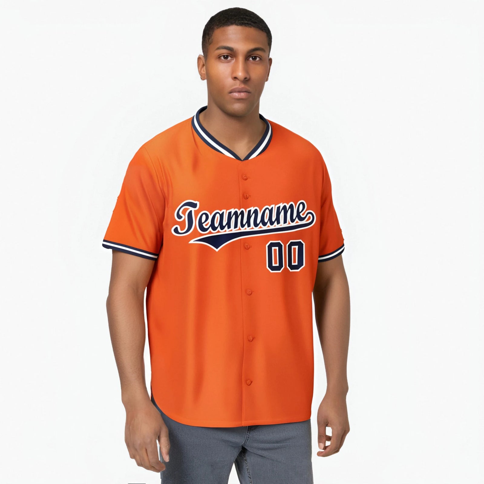 Custom Orange Navy White Authentic Baseball Jersey