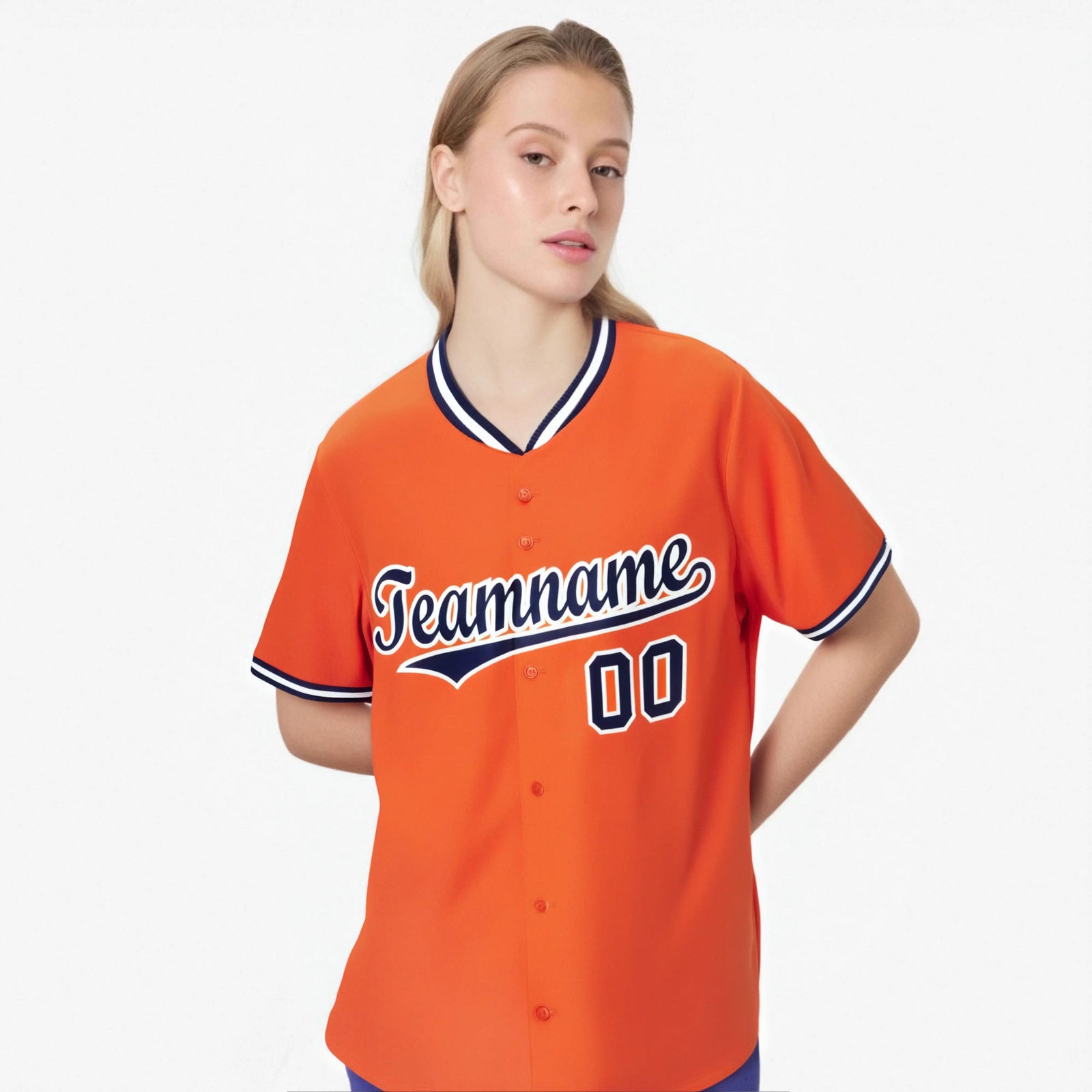 Custom Orange Navy White Authentic Baseball Jersey