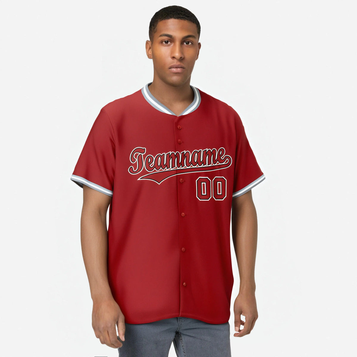Custom Red Gray White Authentic Baseball Jersey