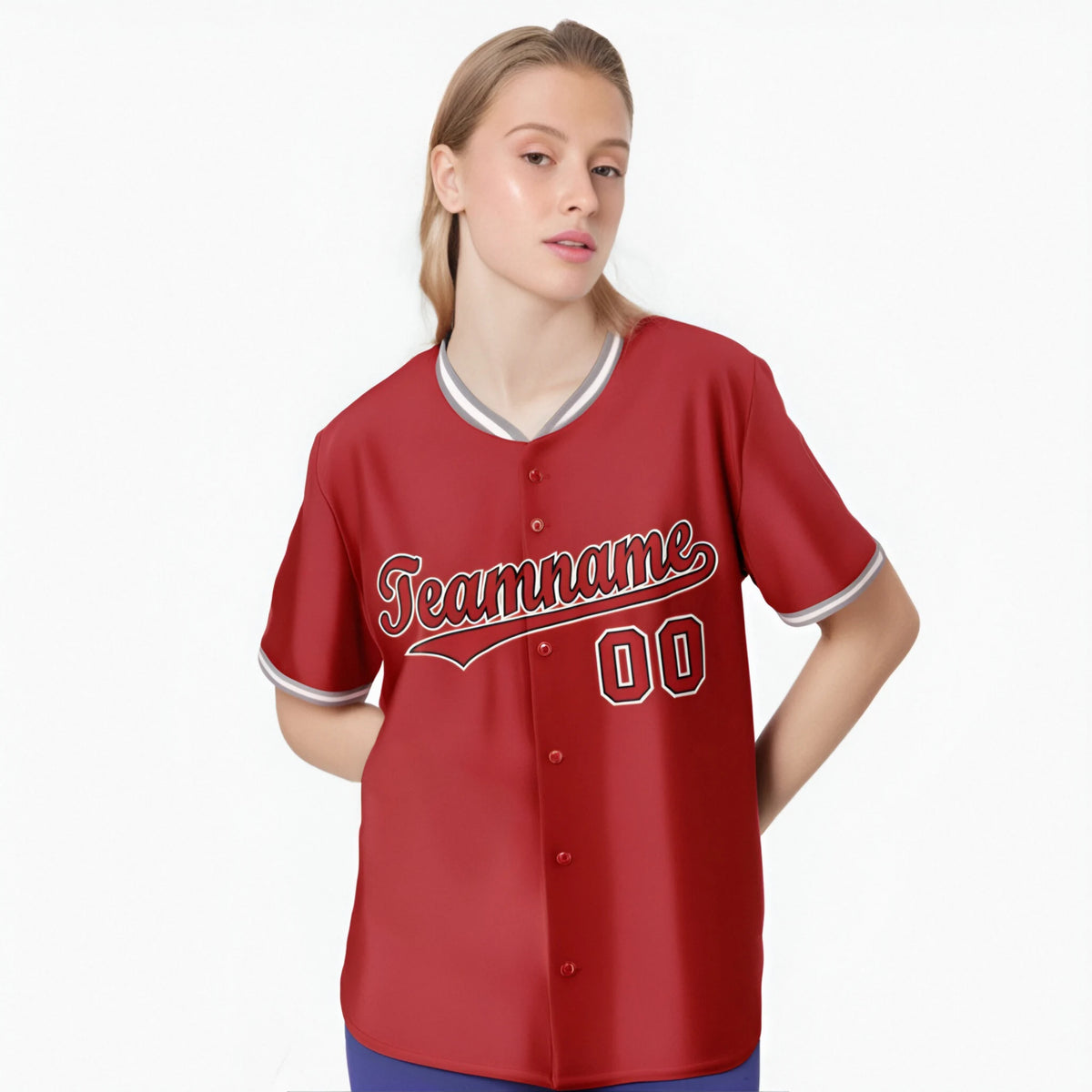 Custom Red Gray White Authentic Baseball Jersey